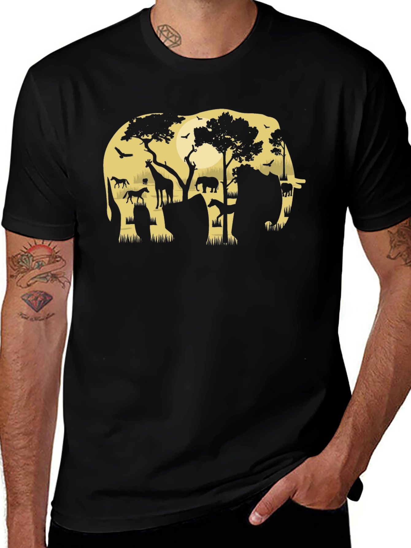 Safari Elephant Graphic T-Shirt