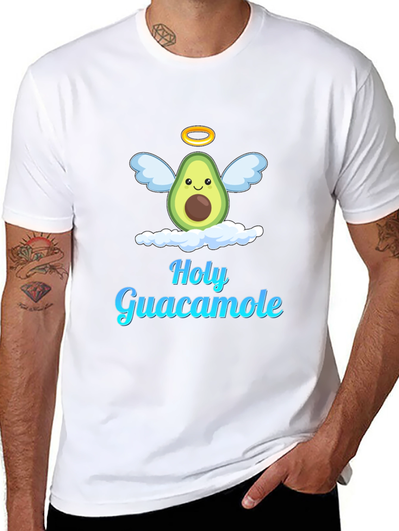 Holy Guacamole Graphic T-Shirt - Avocado Angel Design