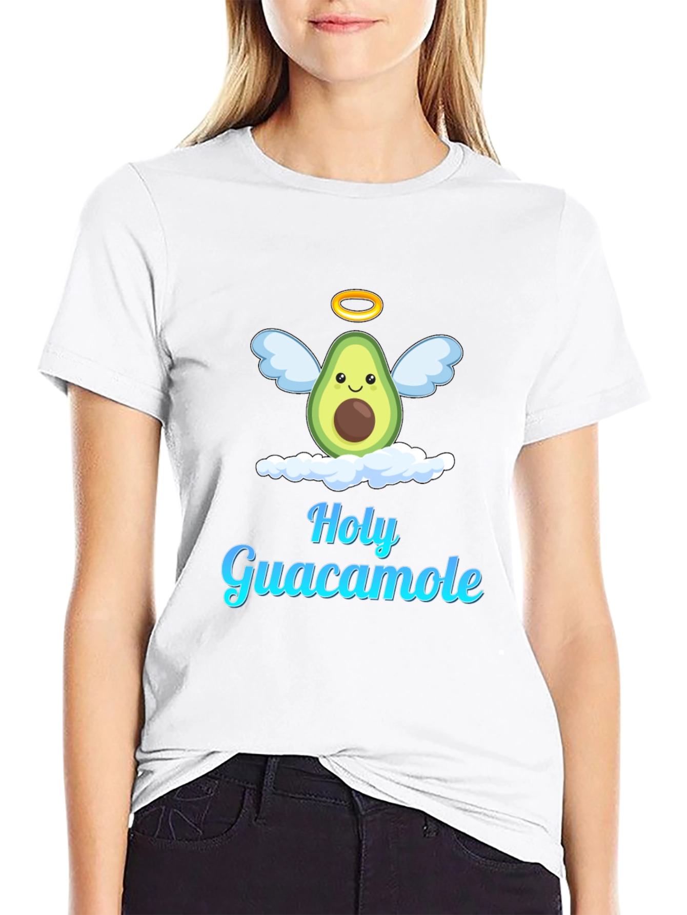 Holy Guacamole Graphic T-Shirt - Avocado Angel Design
