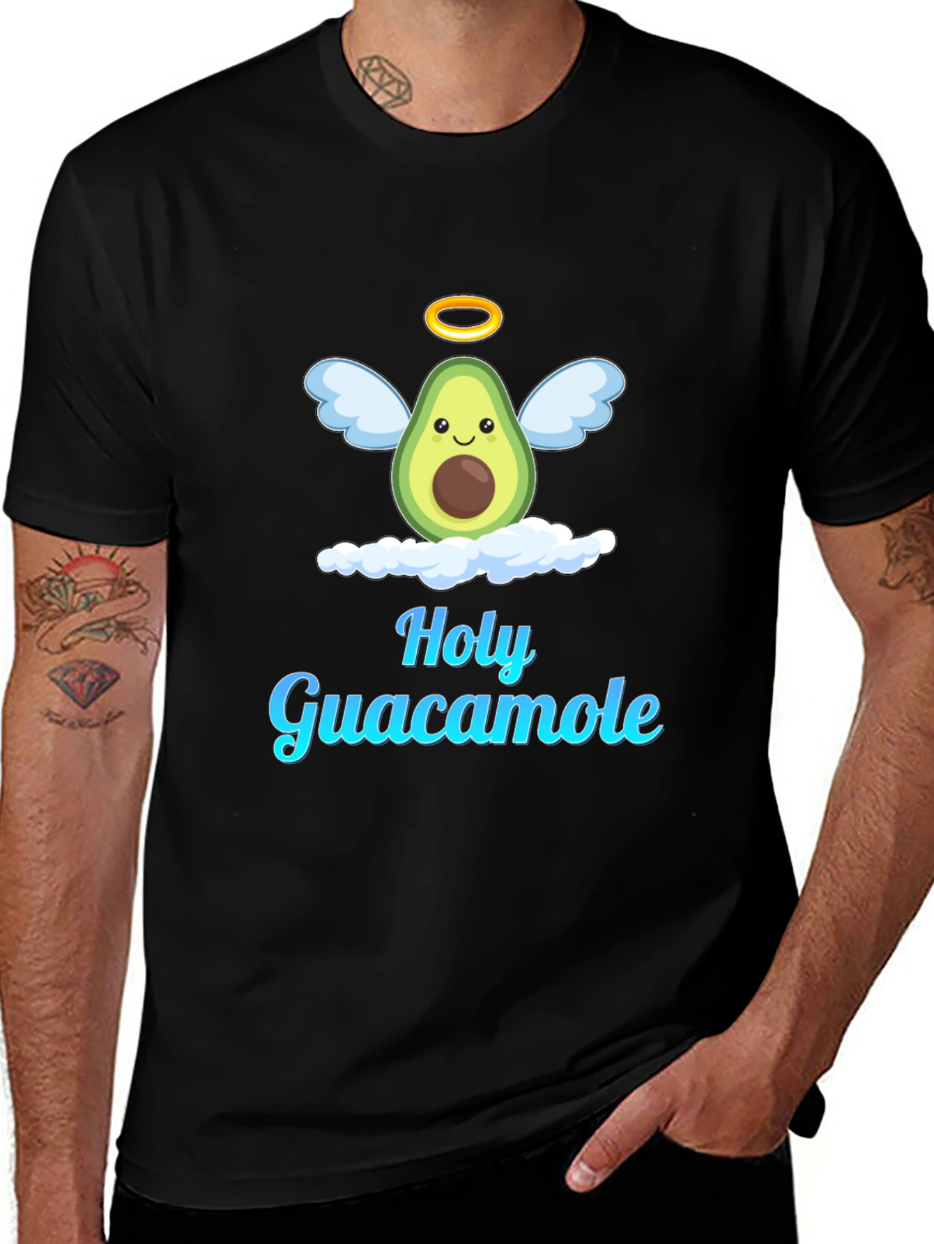 Holy Guacamole Graphic T-Shirt - Avocado Angel Design