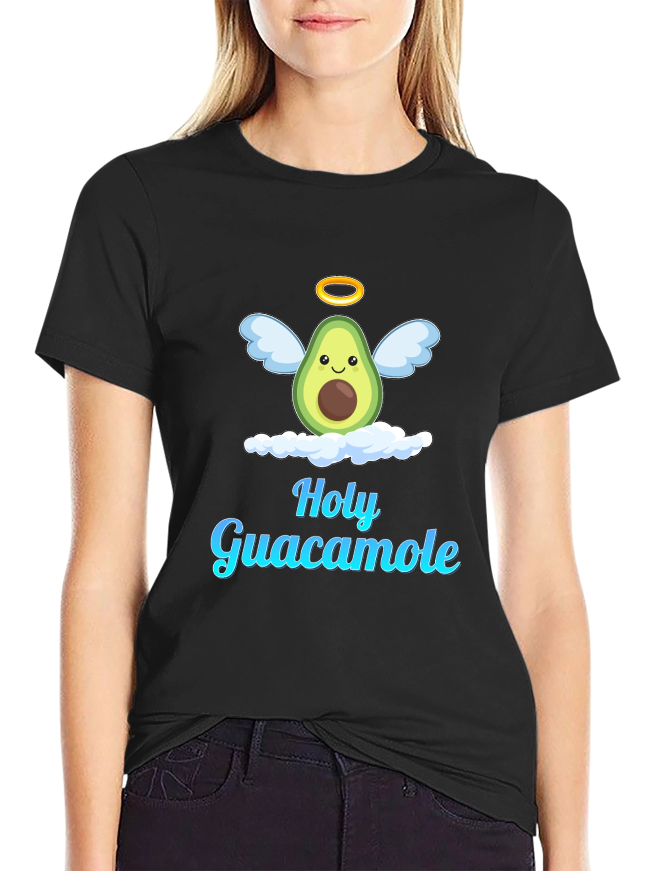 Holy Guacamole Graphic T-Shirt - Avocado Angel Design