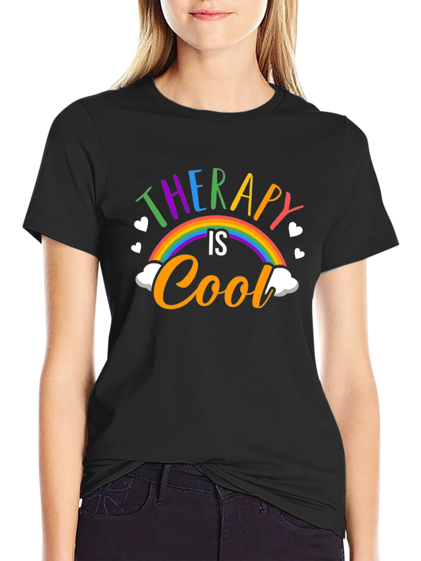 Therapy Is Cool T-Shirt: Rainbow Graphic Tee