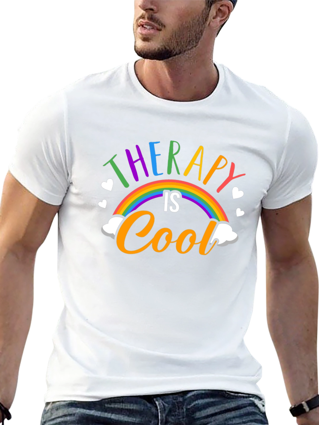 Therapy Is Cool T-Shirt: Rainbow Graphic Tee