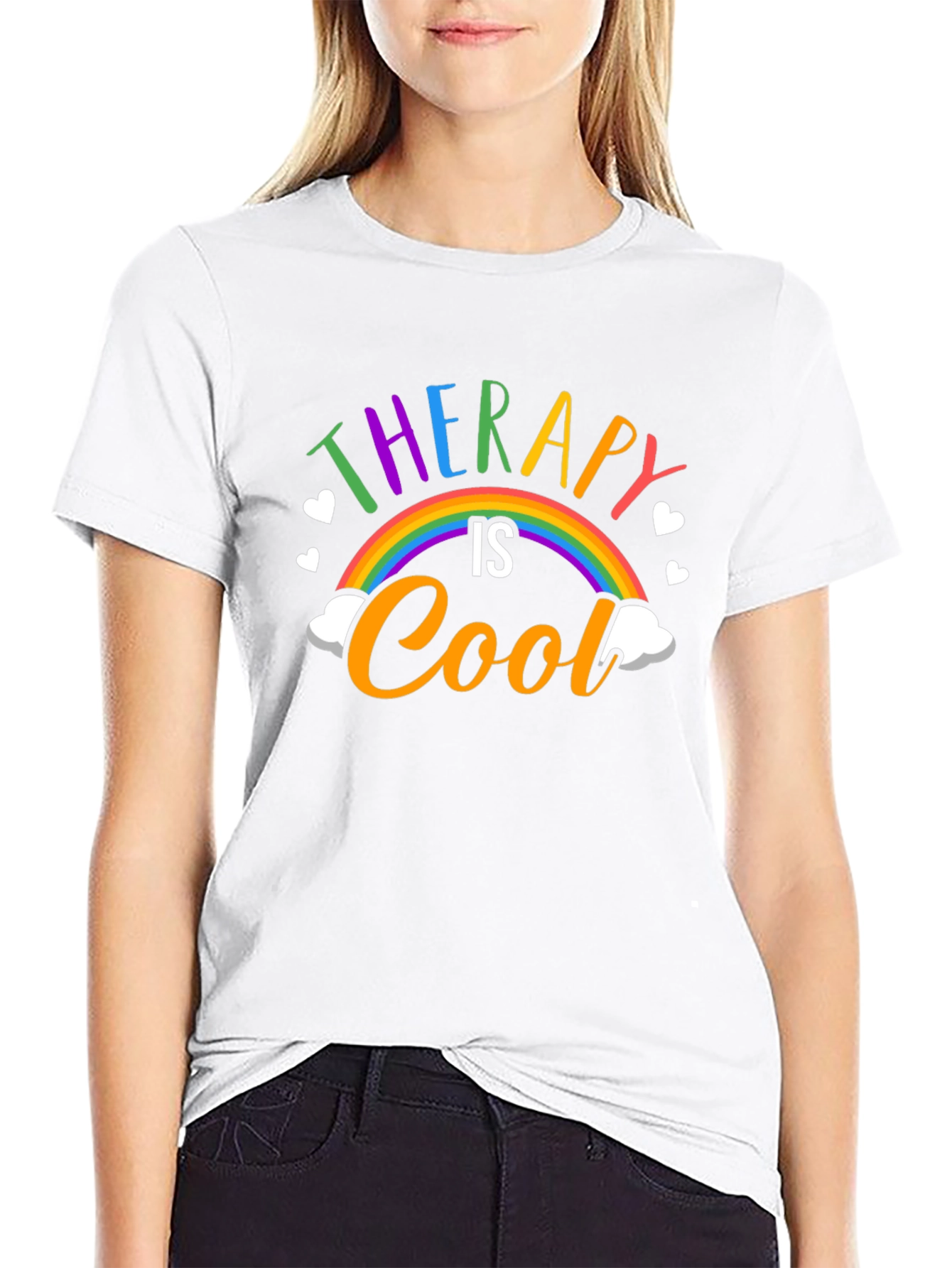 Therapy Is Cool T-Shirt: Rainbow Graphic Tee