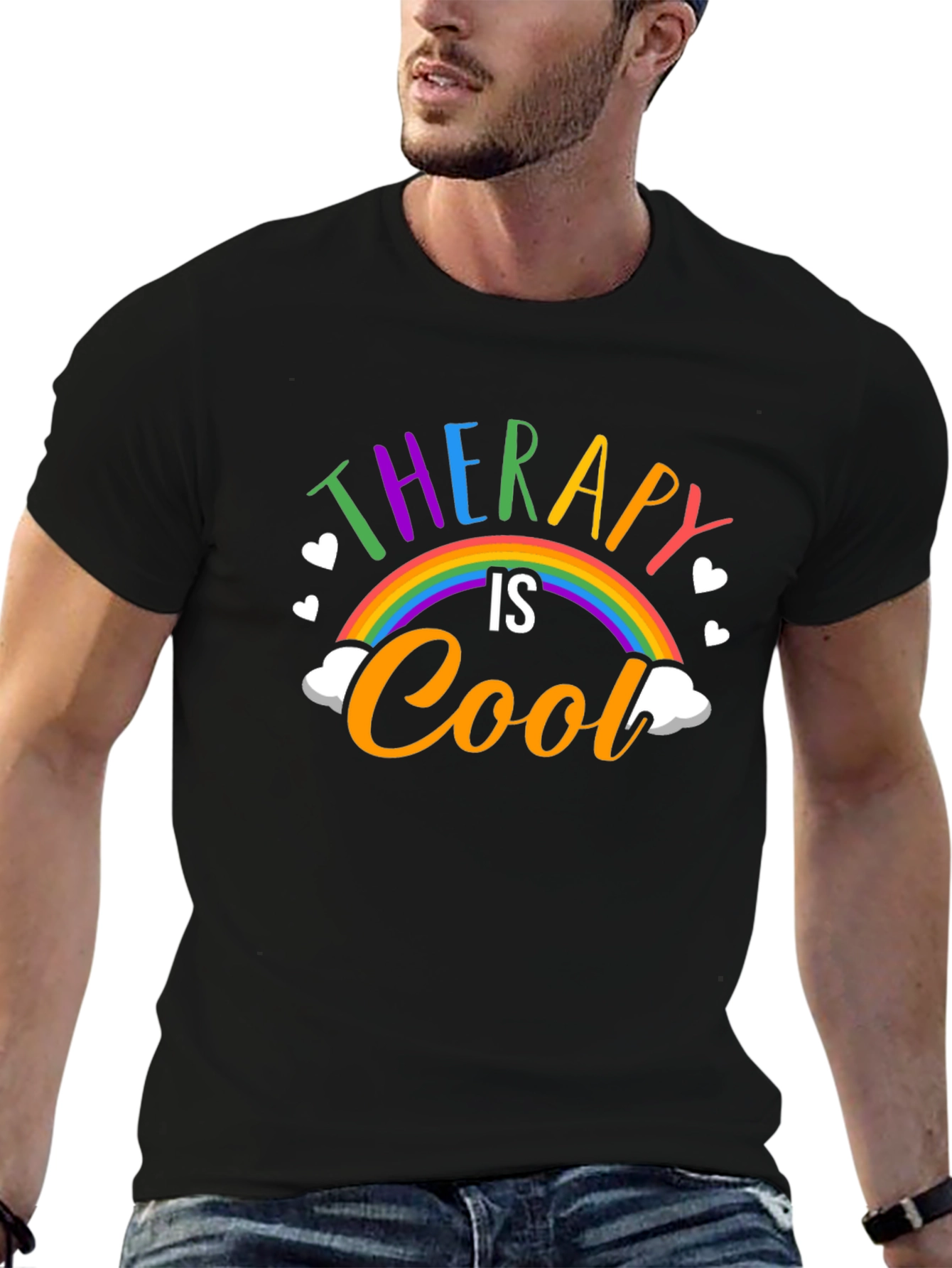 Therapy Is Cool T-Shirt: Rainbow Graphic Tee