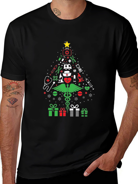 Nurse Christmas Tree Graphic T-Shirt