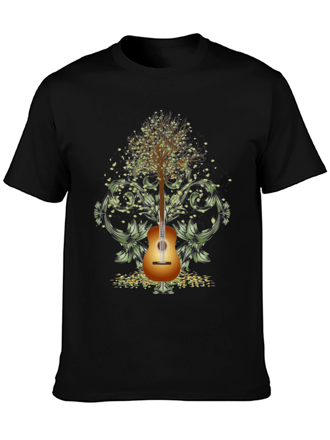 Guitar Tree Mens Black T-Shirt