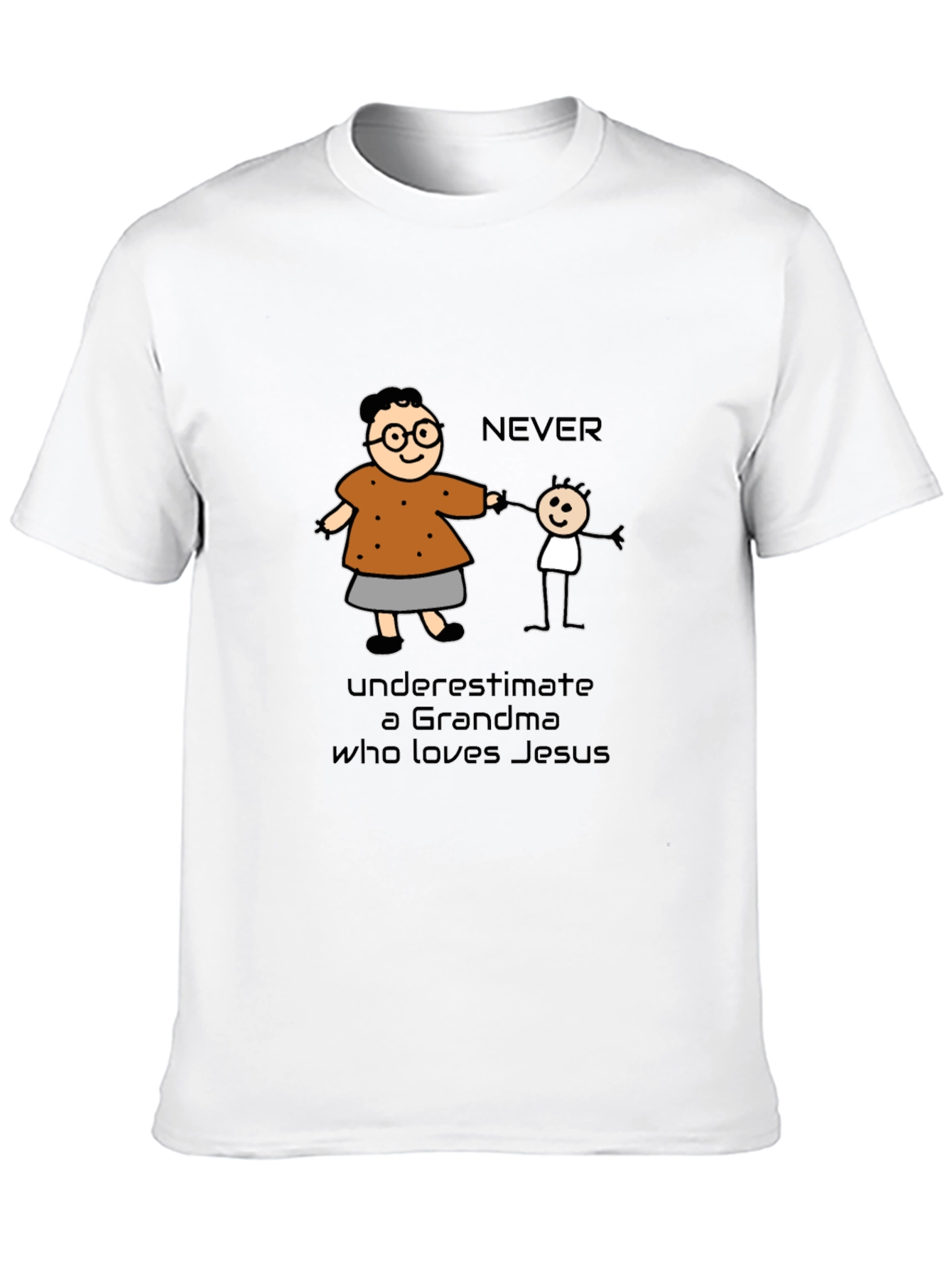 Never Underestimate Grandma Loves Jesus T-Shirt