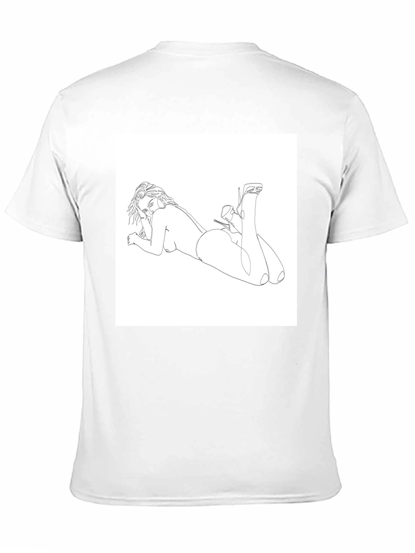 Line Art Woman Graphic Tee - Black Casual Shirt