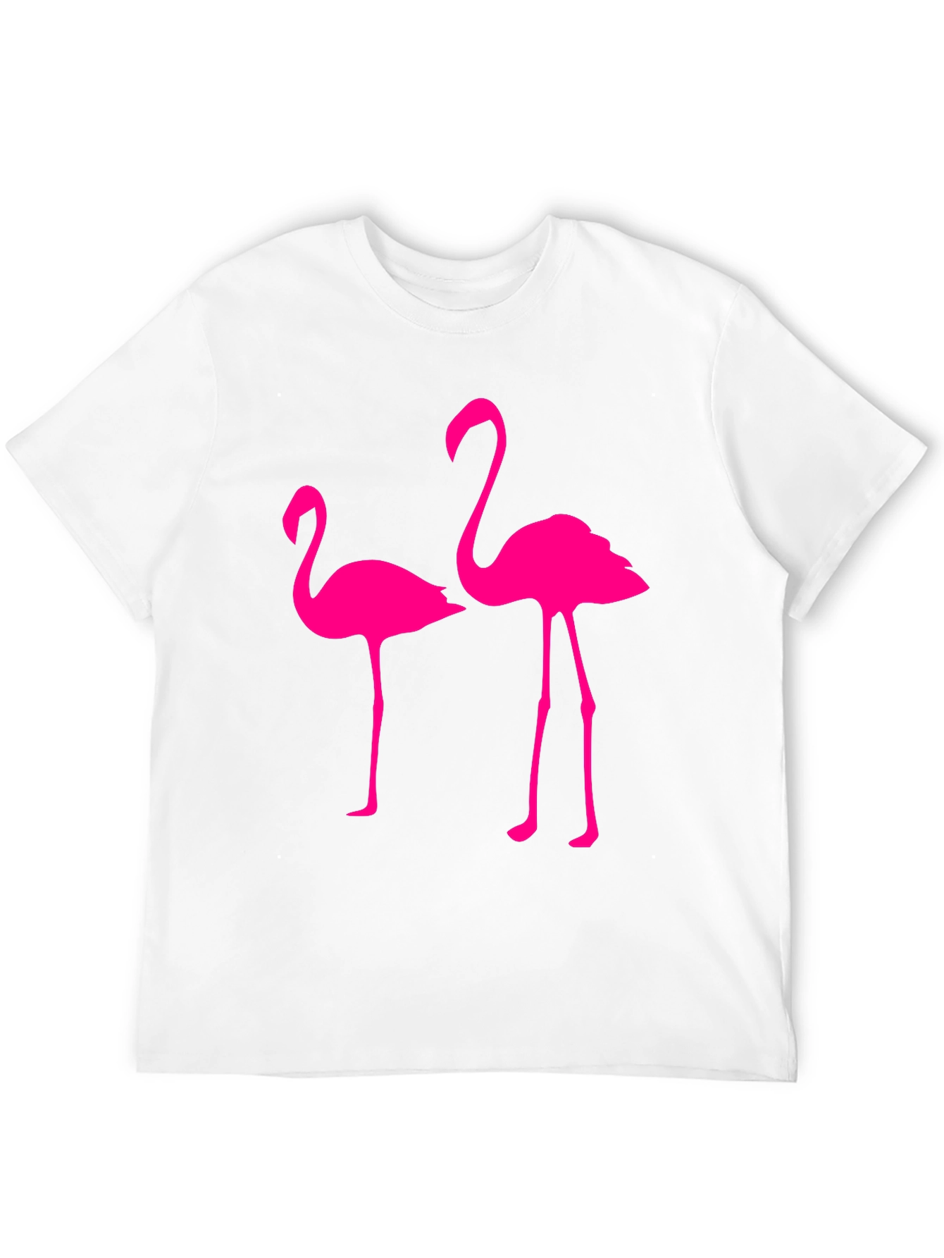 Mens Black T-Shirt with Two Pink Flamingos