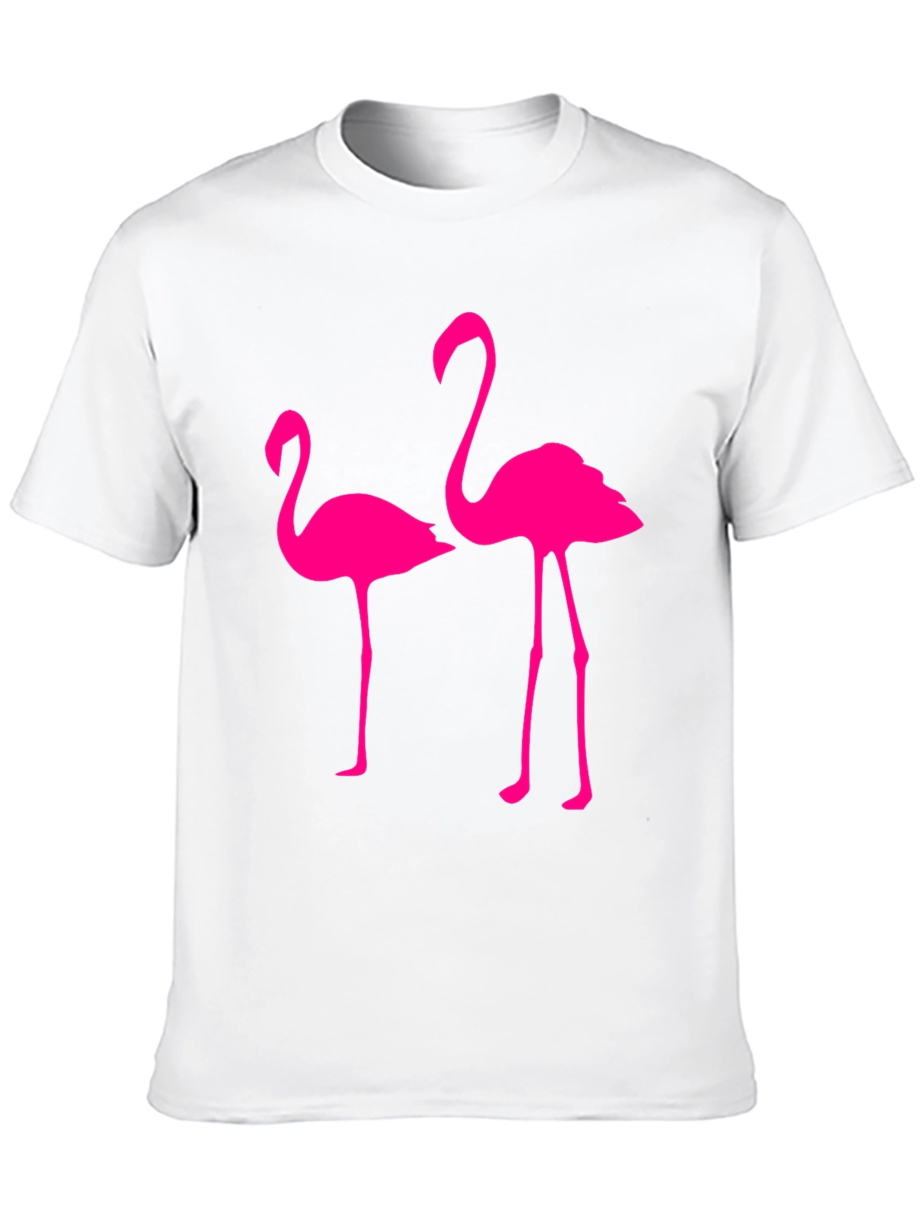 Mens Black T-Shirt with Two Pink Flamingos