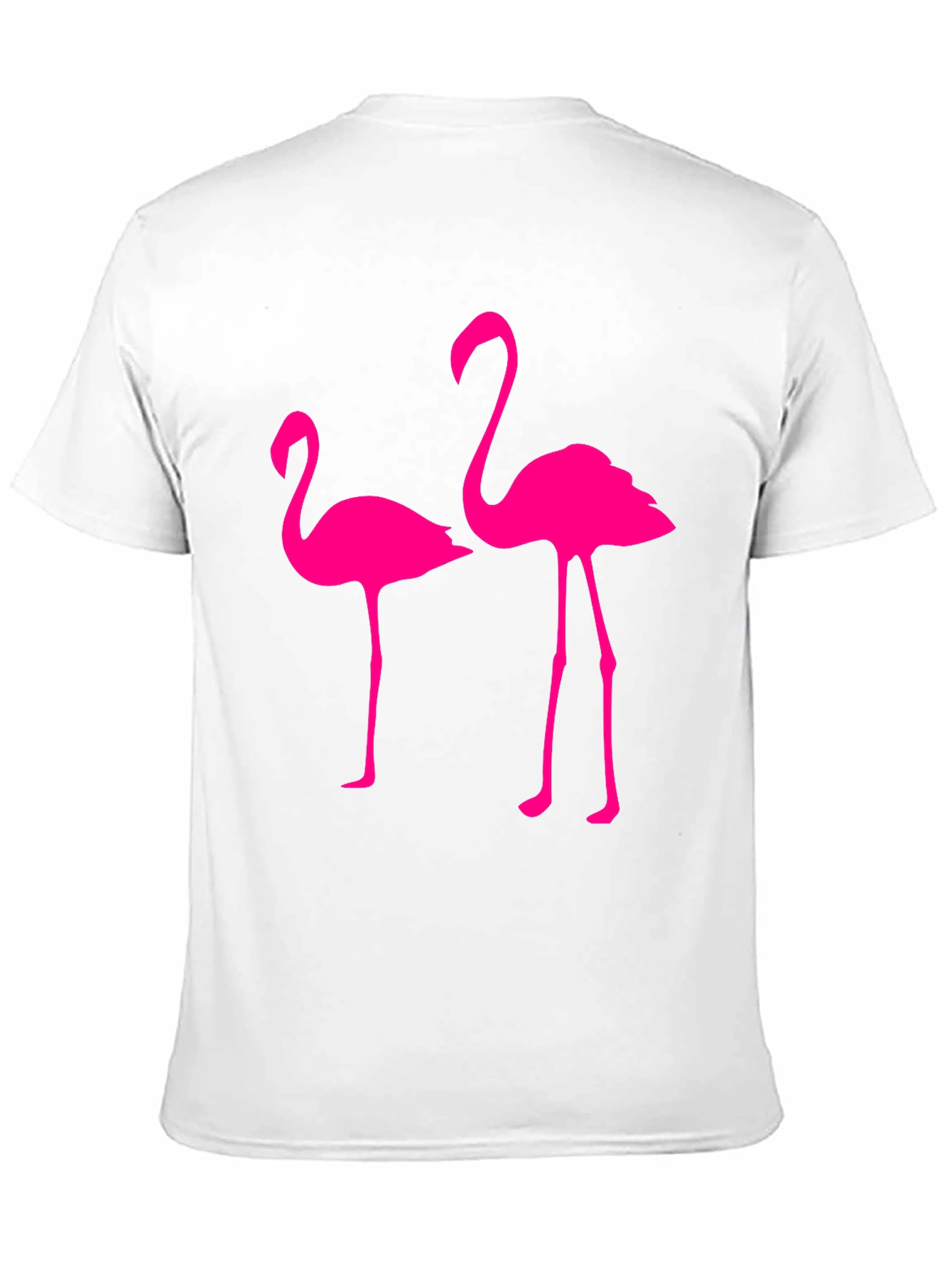 Mens Black T-Shirt with Two Pink Flamingos
