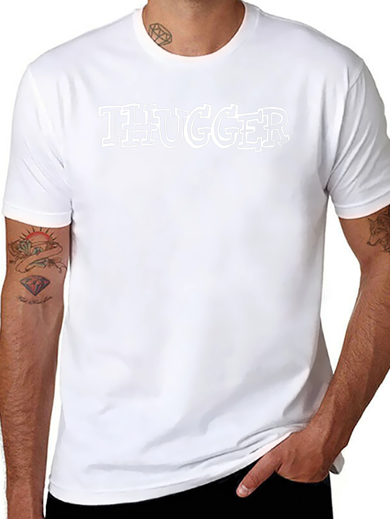 Thugger Graphic Print Black T-Shirt