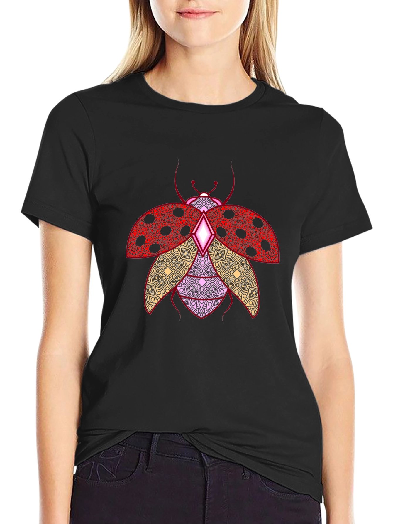 Ladybug Print Crew Neck T-Shirt