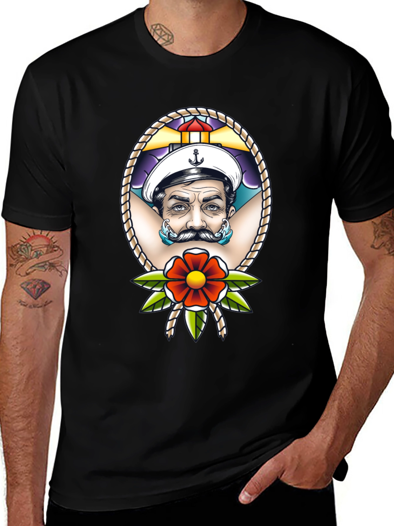 Sailor Tattoo Graphic T-Shirt - Black