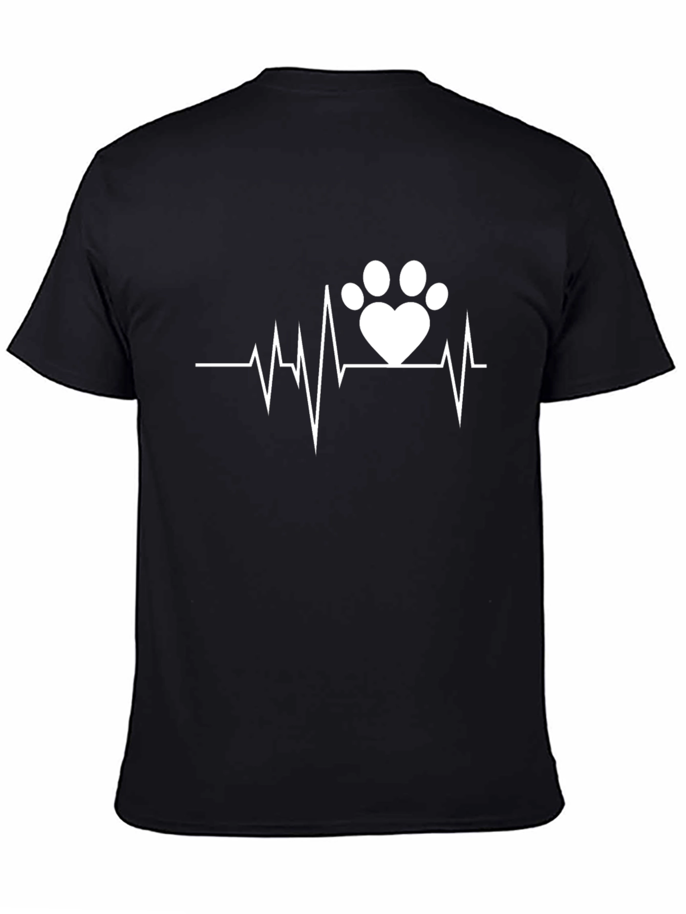 Heartbeat Paw Print Graphic Tee - Black