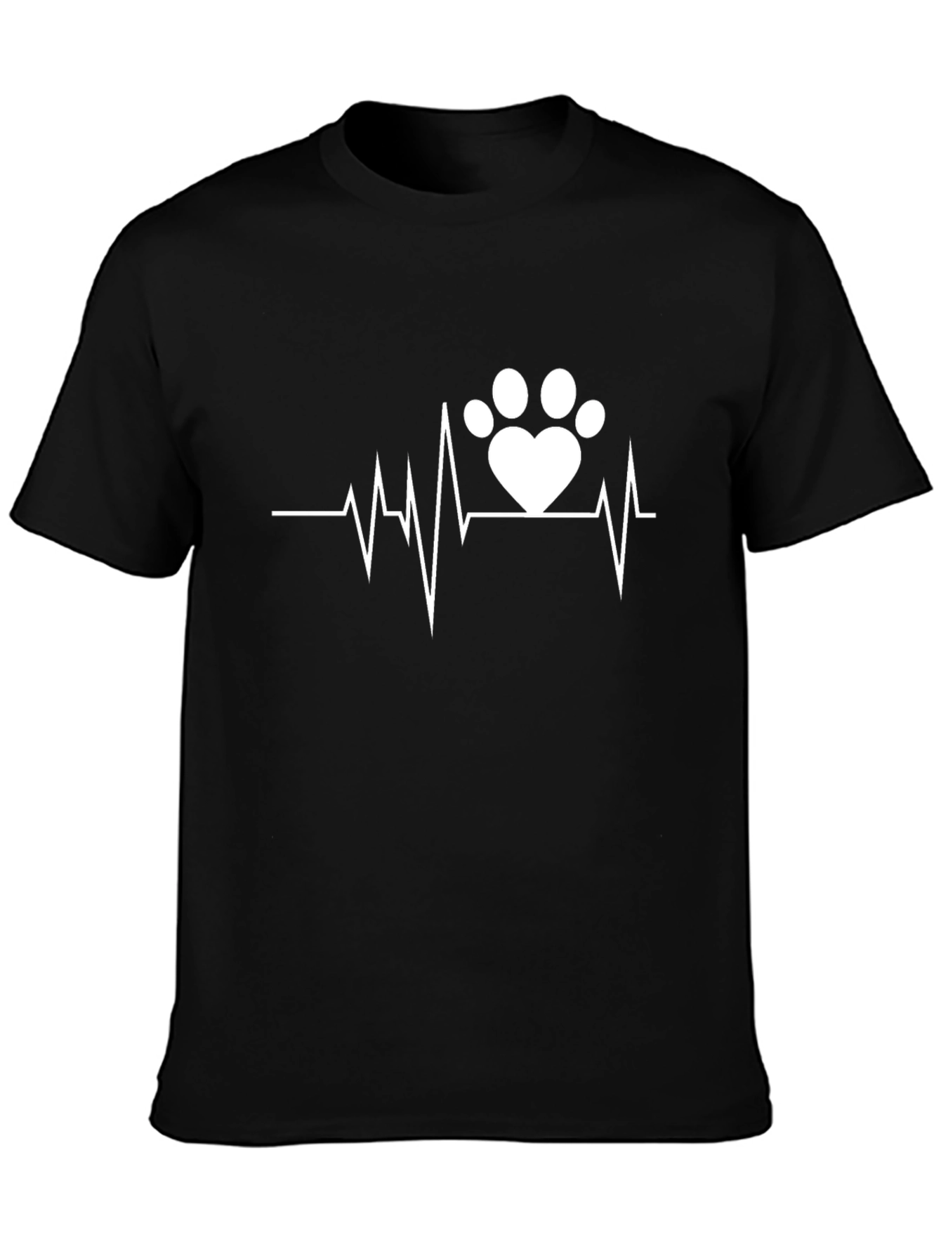 Heartbeat Paw Print Graphic Tee - Black