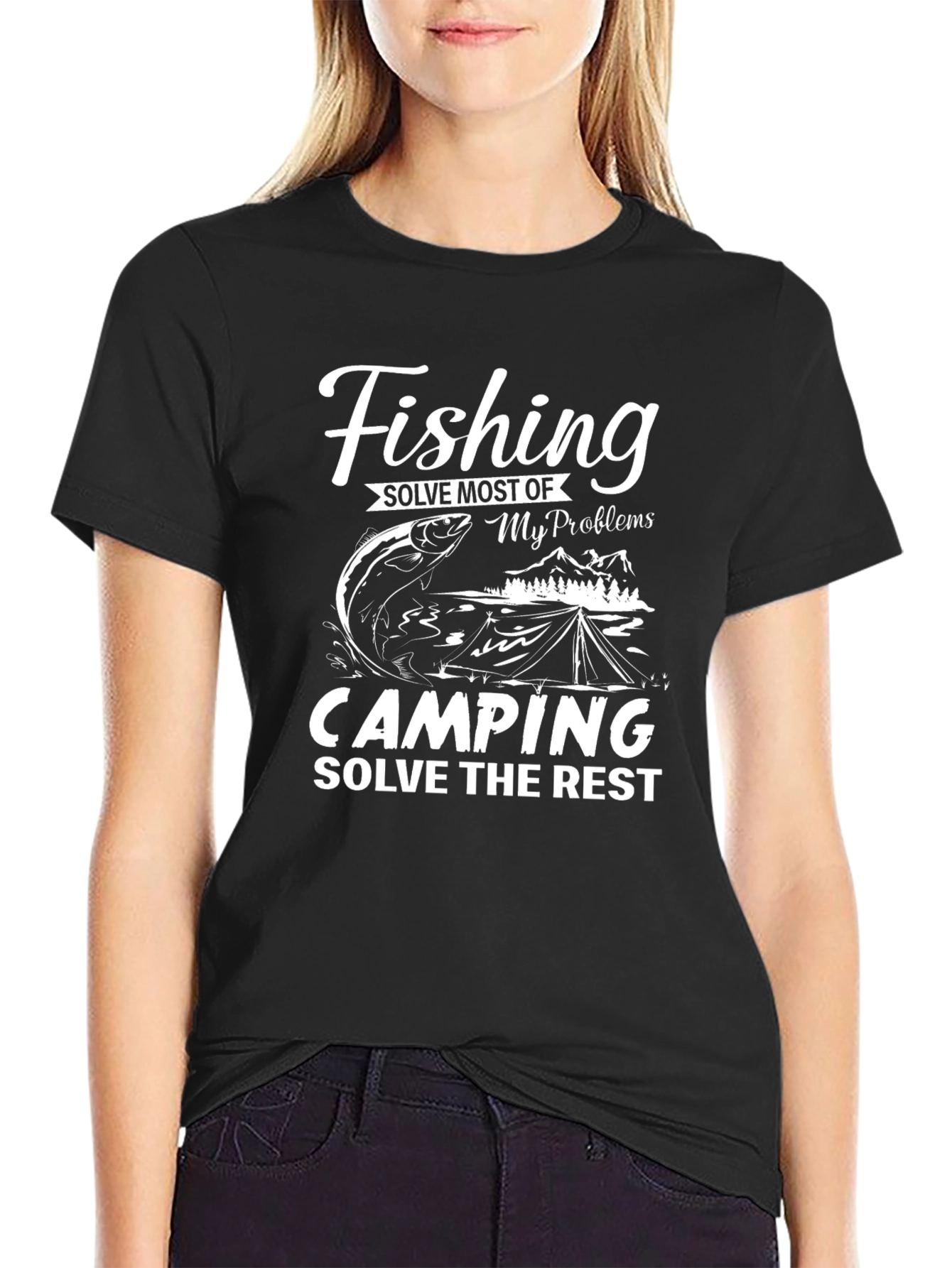 Fishing and Camping Solve Problems T-Shirt