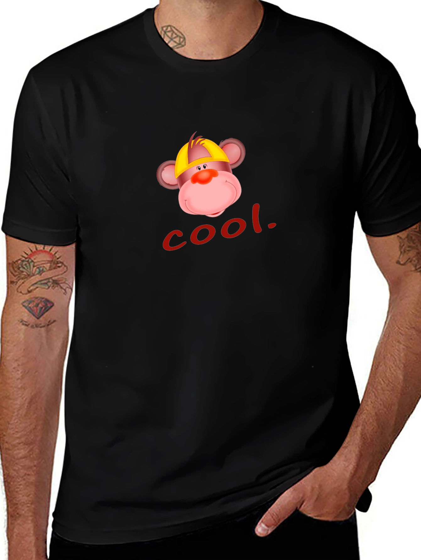 Cool Monkey Graphic Tee - Casual Black T-Shirt