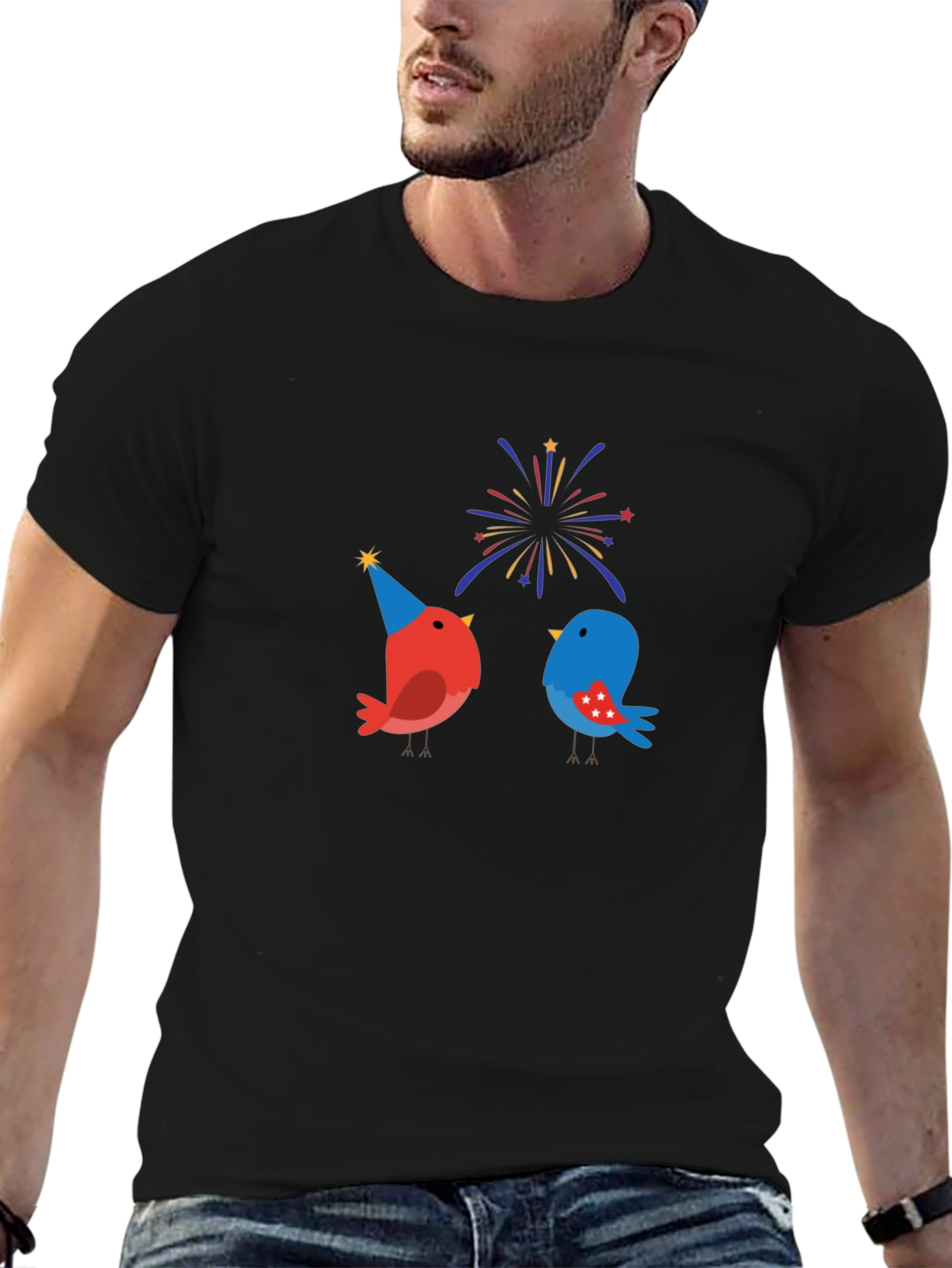 Festive Birds Graphic T-Shirt