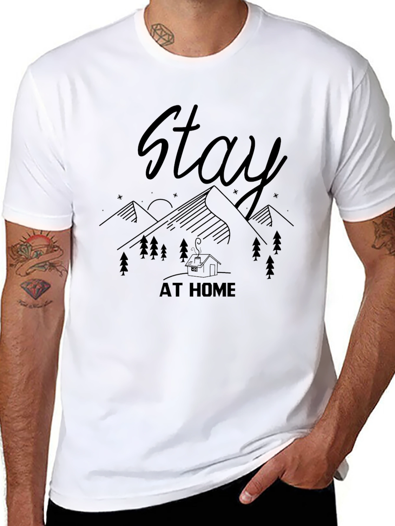 Stay At Home Graphic Tee - Black