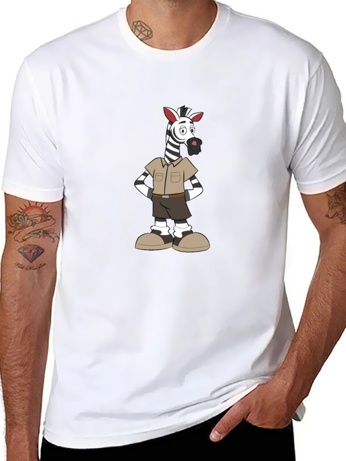 Cartoon Zebra Safari Outfit Graphic T-Shirt