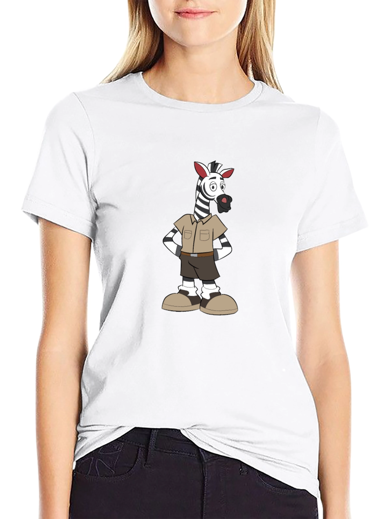 Cartoon Zebra Safari Outfit Graphic T-Shirt