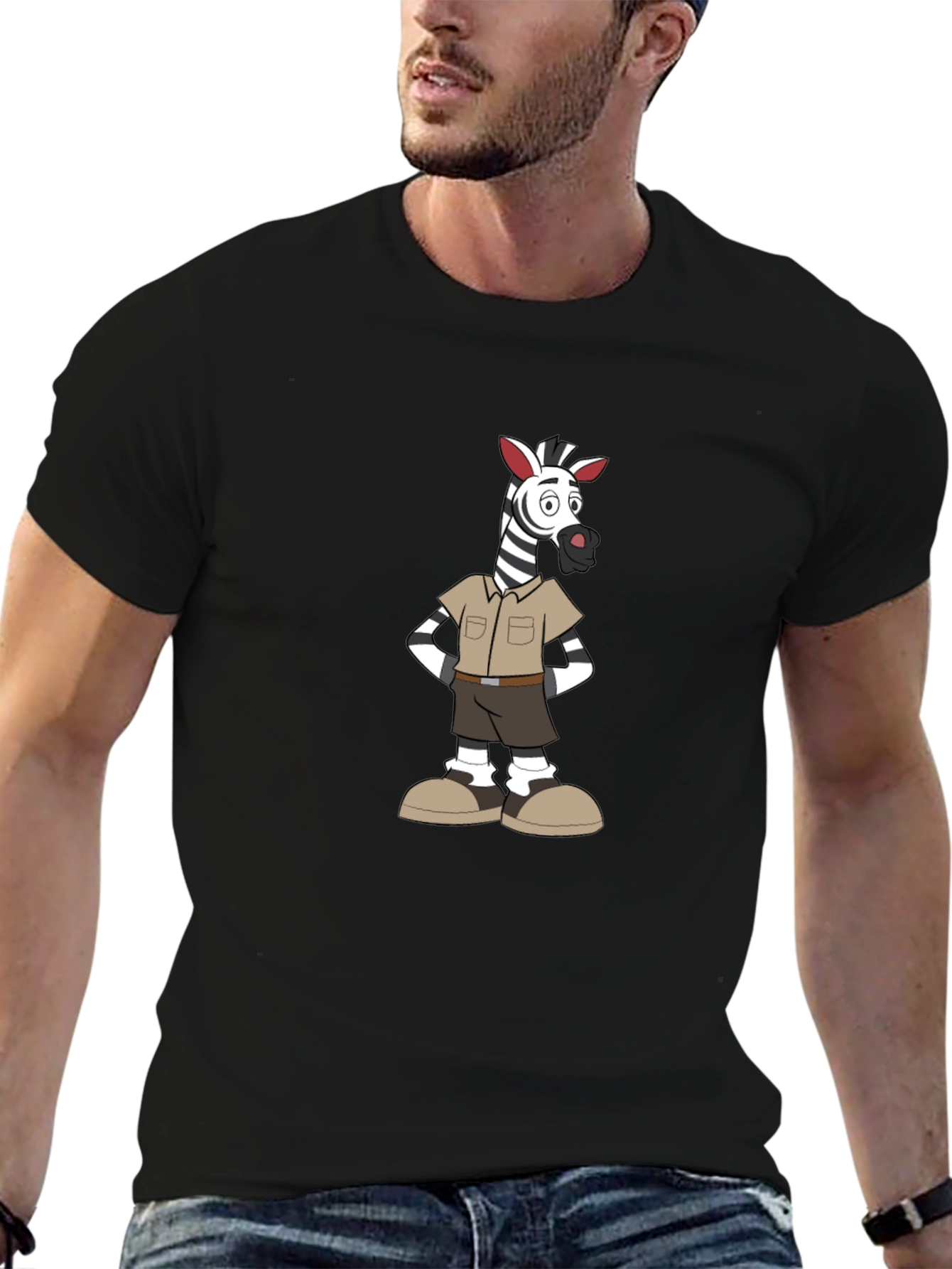 Cartoon Zebra Safari Outfit Graphic T-Shirt
