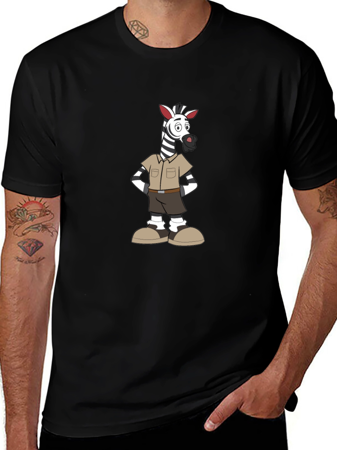 Cartoon Zebra Safari Outfit Graphic T-Shirt