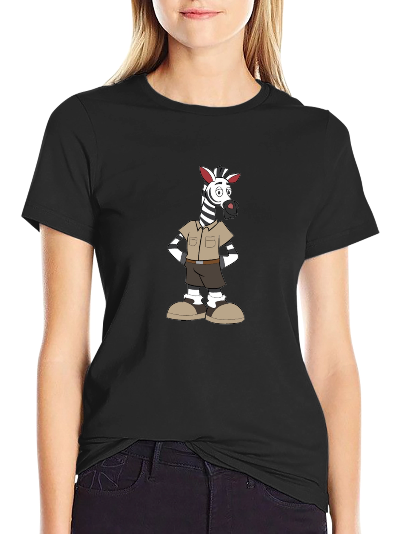 Cartoon Zebra Safari Outfit Graphic T-Shirt