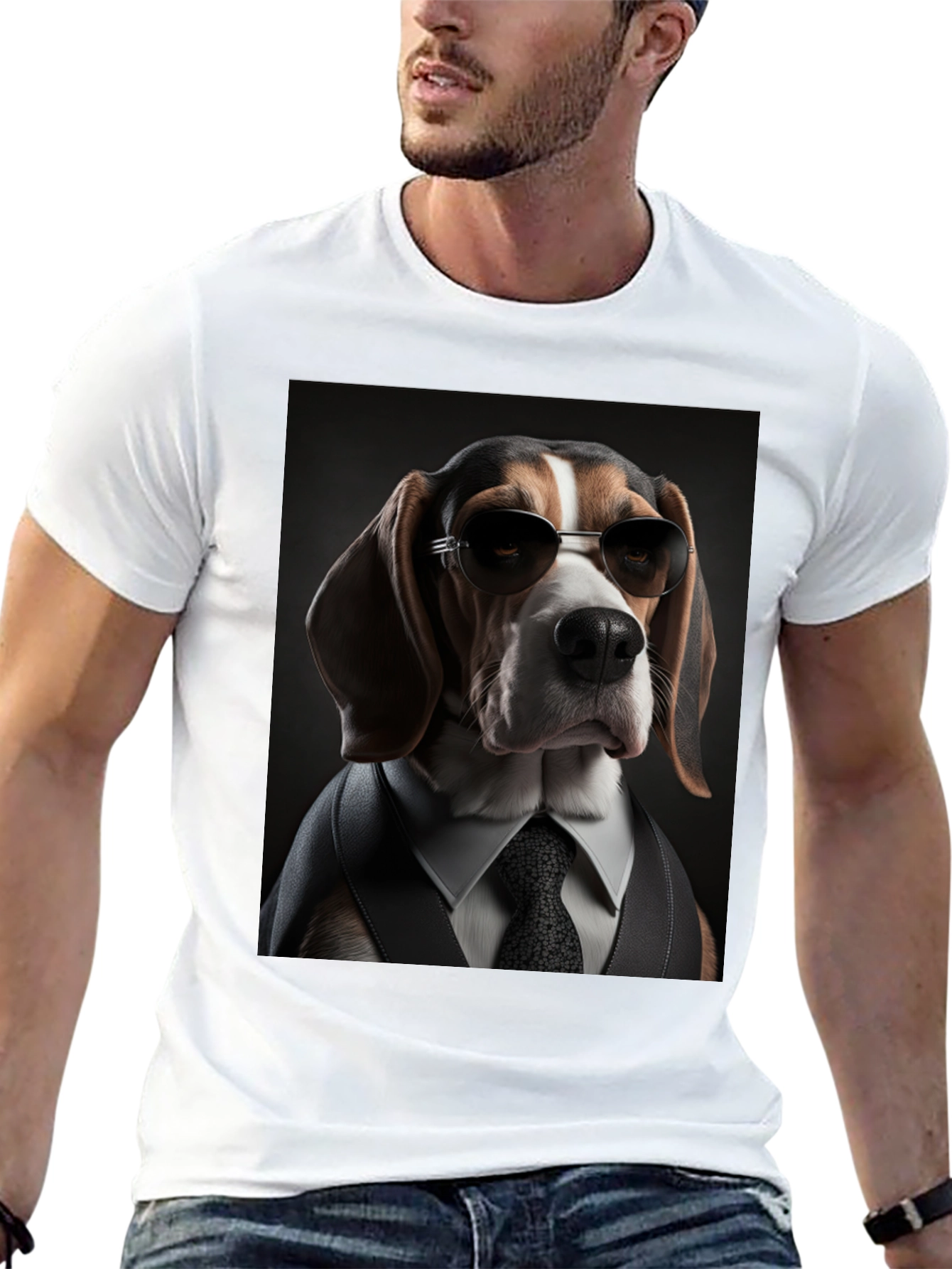 Dogfather T-Shirt: Beagle in Suit & Shades