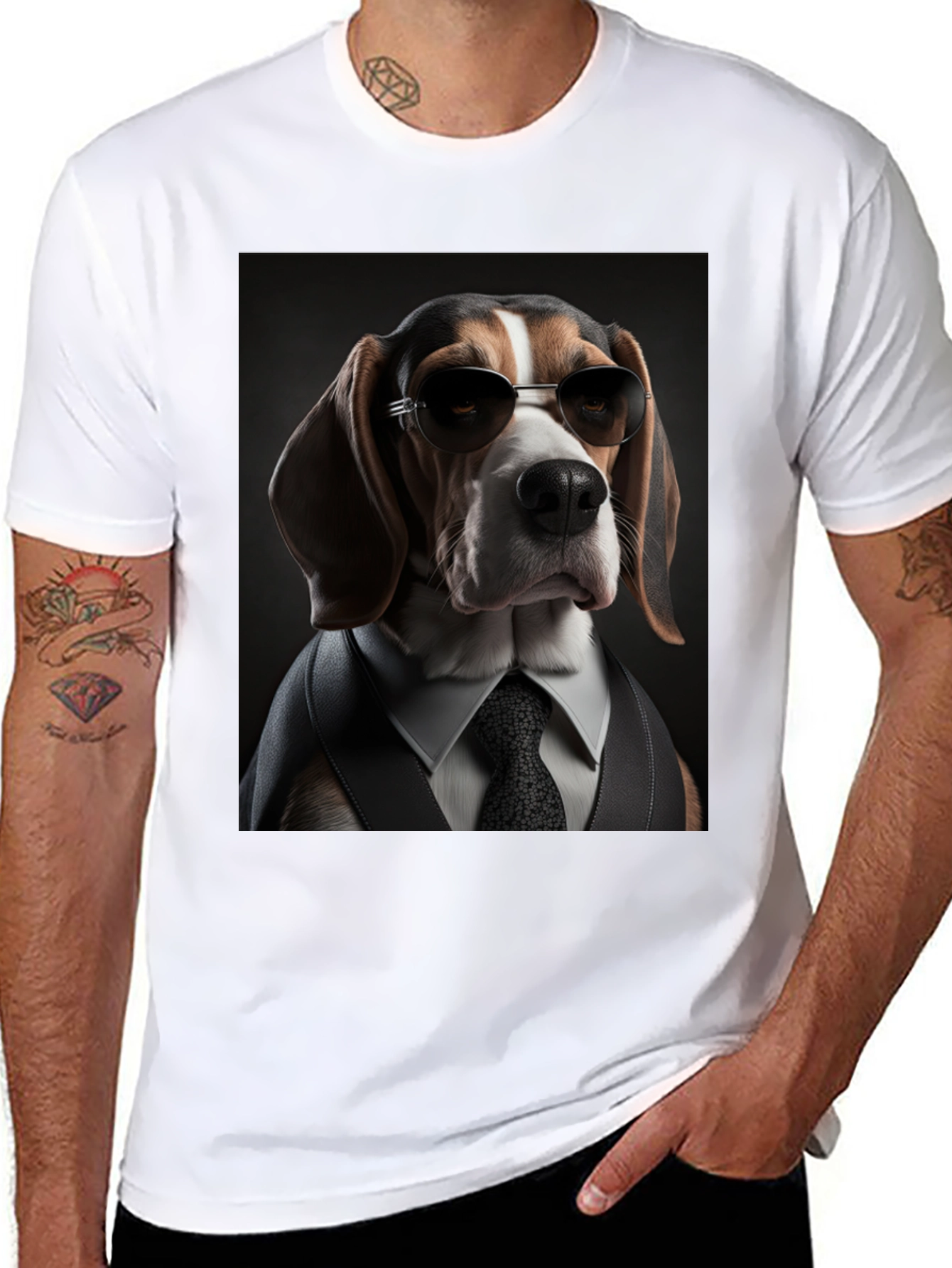 Dogfather T-Shirt: Beagle in Suit & Shades