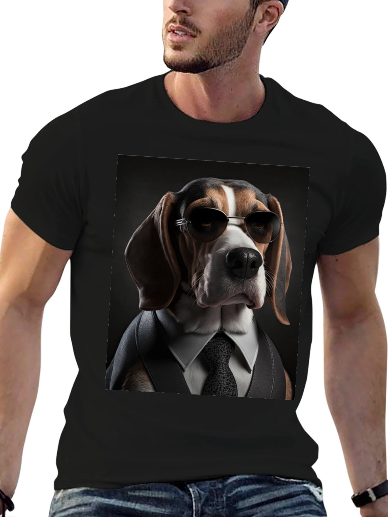 Dogfather T-Shirt: Beagle in Suit & Shades