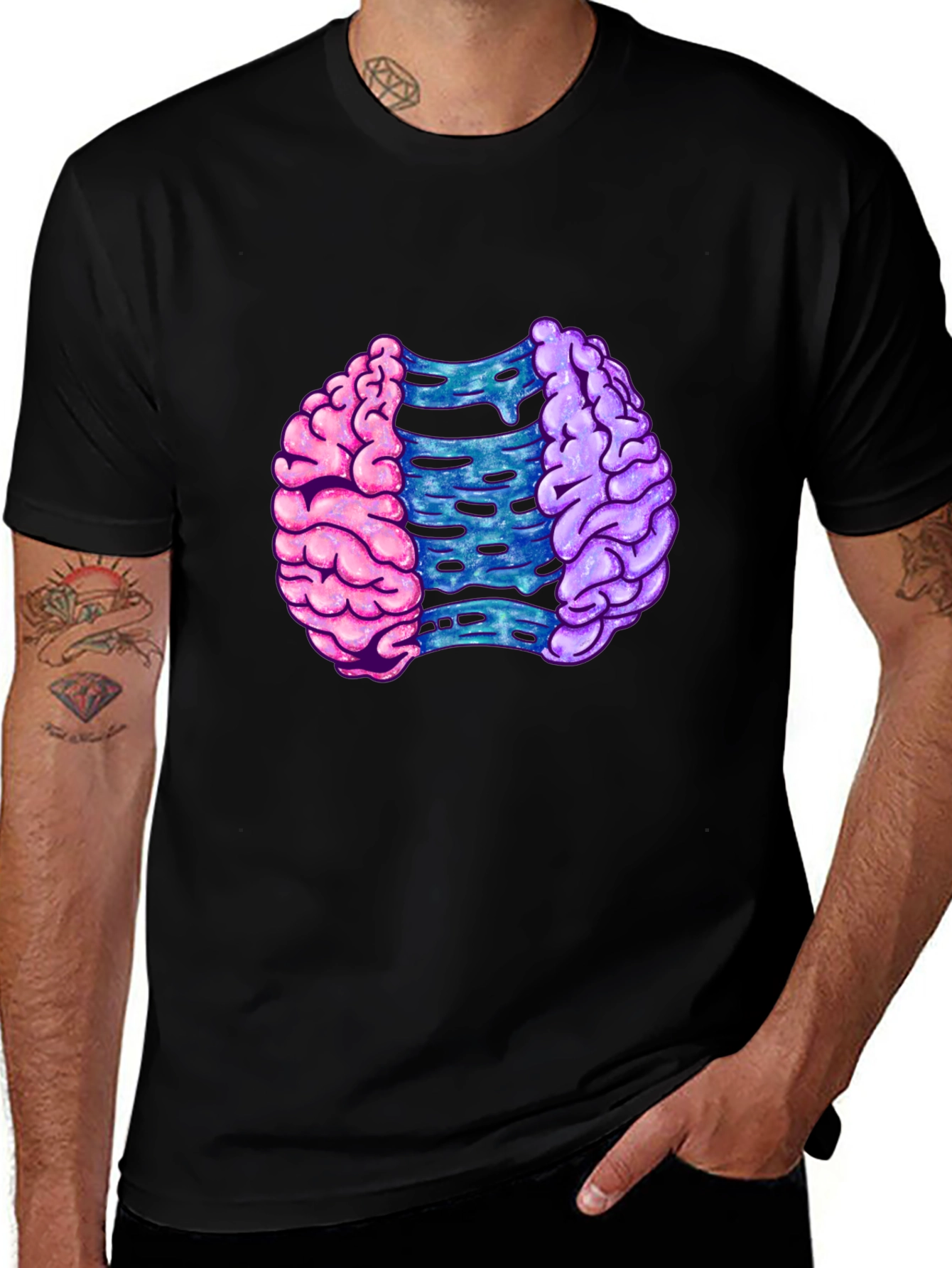 Brain Split Graphic T-Shirt - Modern Mind Tee