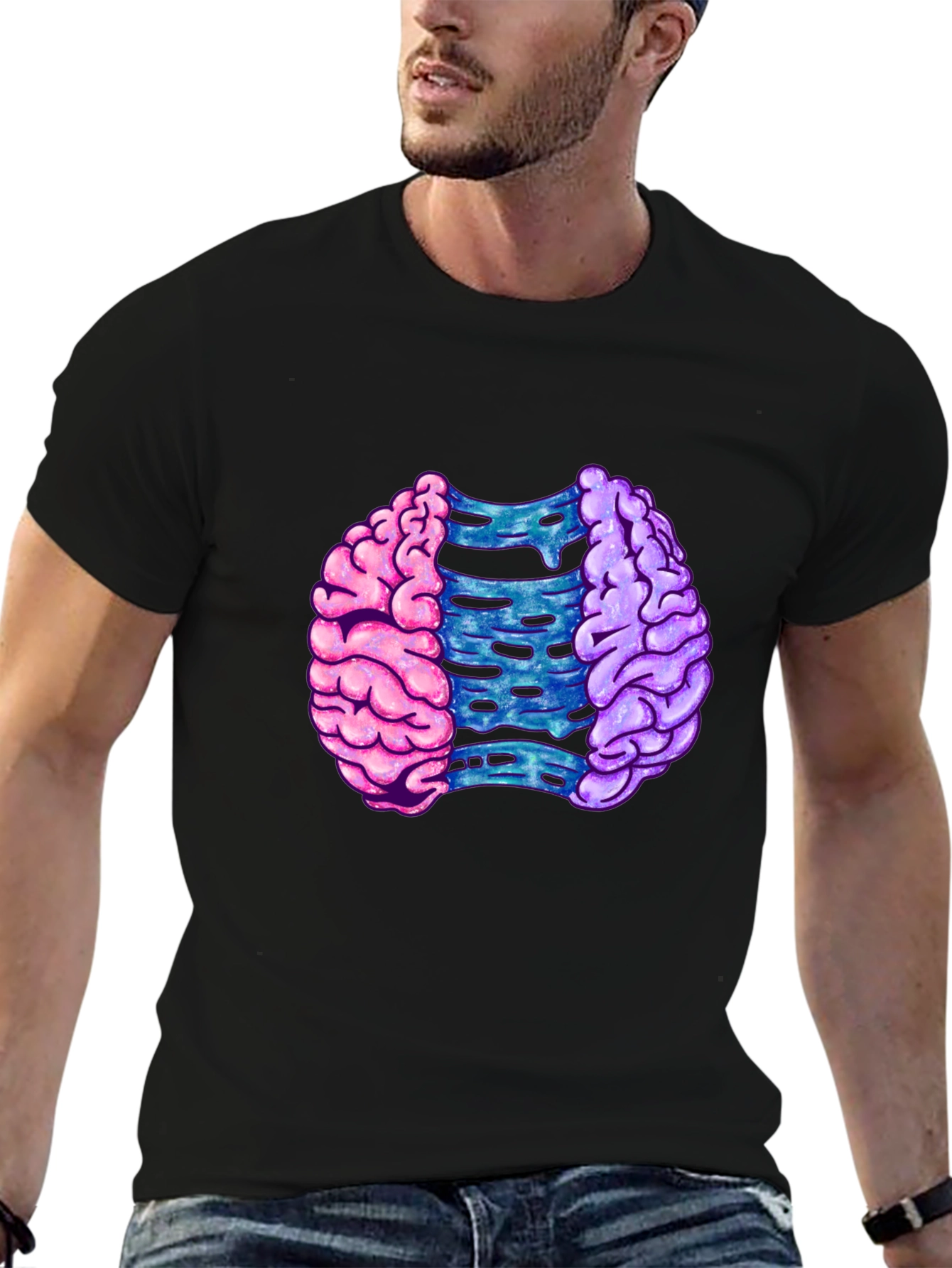 Brain Split Graphic T-Shirt - Modern Mind Tee