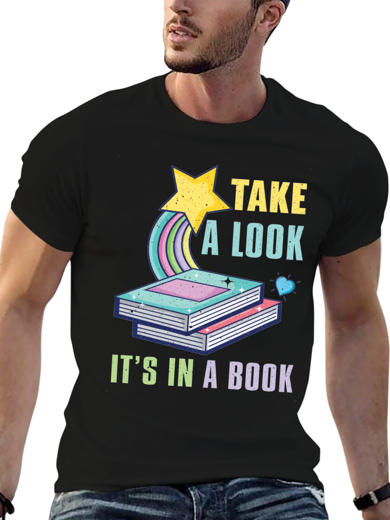 Take a Look Its in a Book Black T-Shirt
