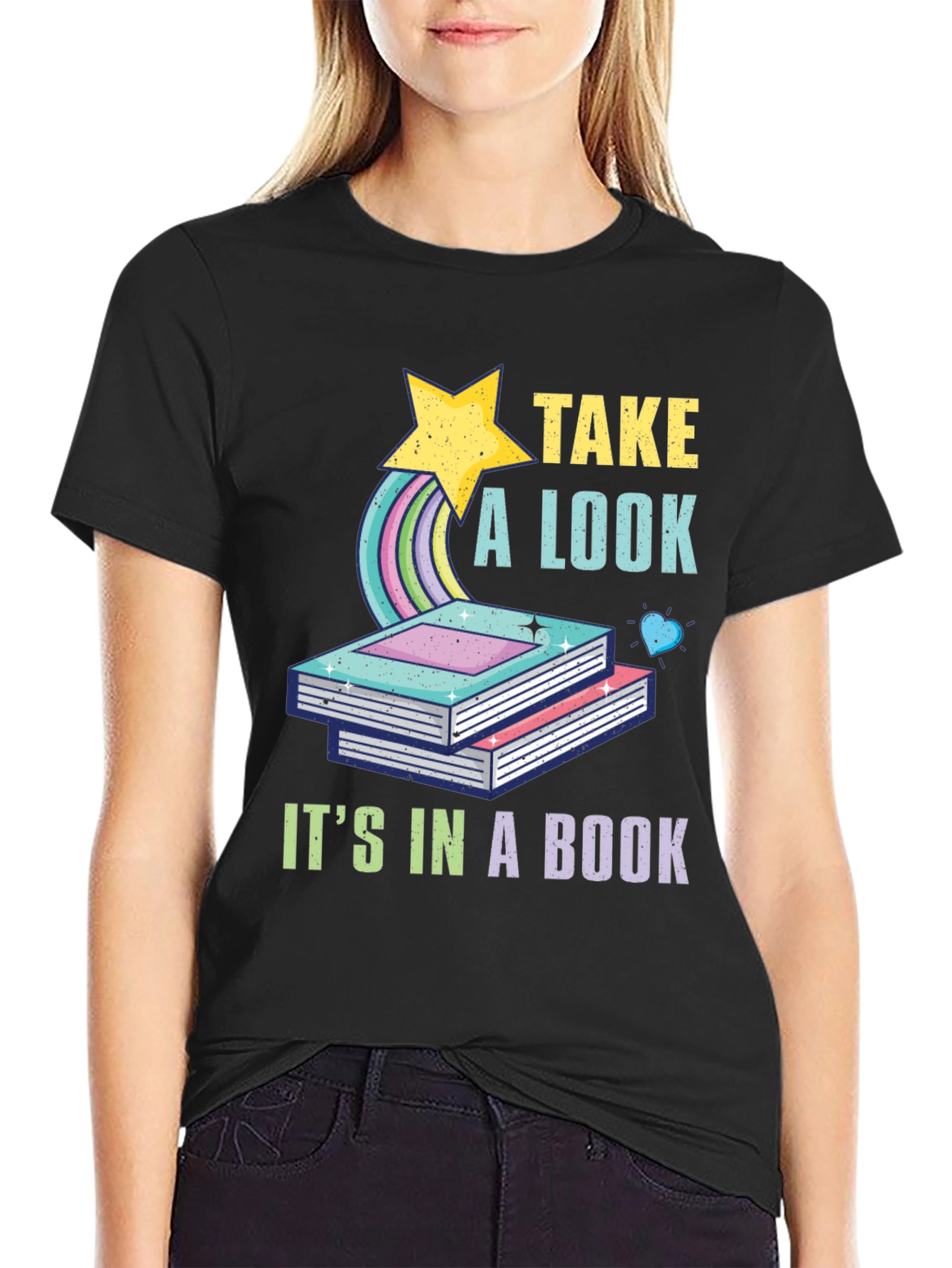 Take a Look Its in a Book Black T-Shirt