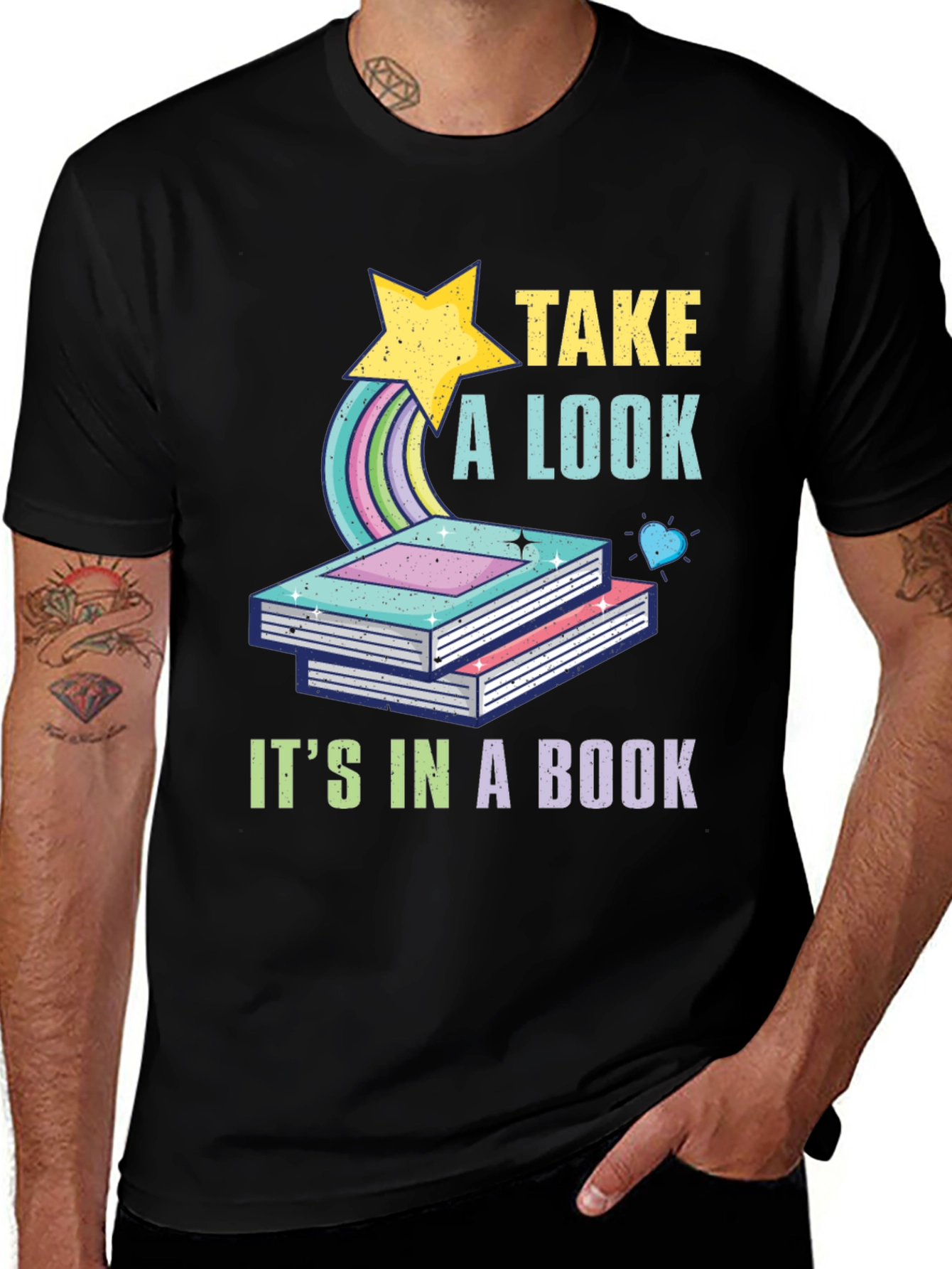 Take a Look Its in a Book Black T-Shirt