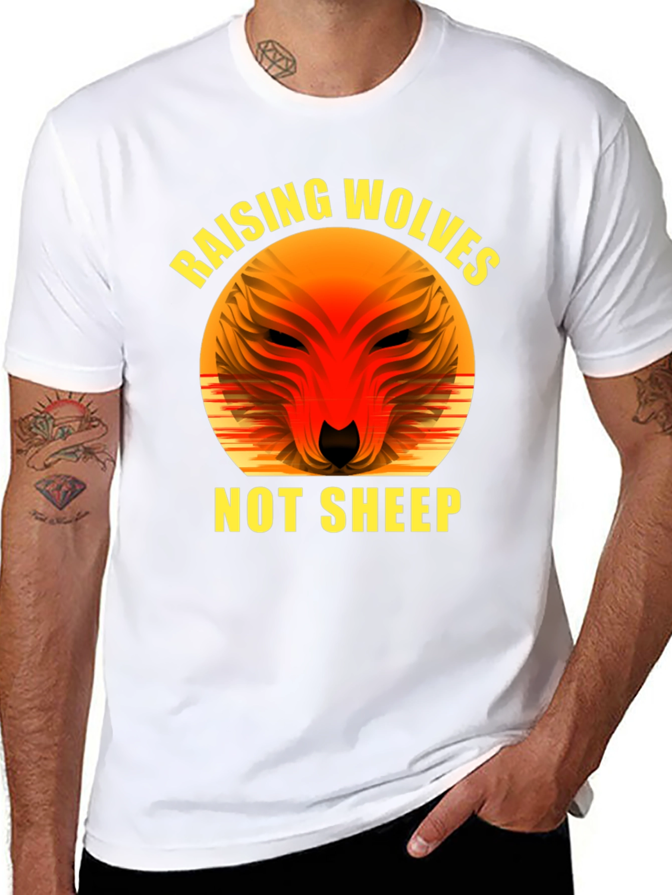 Raising Wolves Not Sheep Graphic Tee - Black