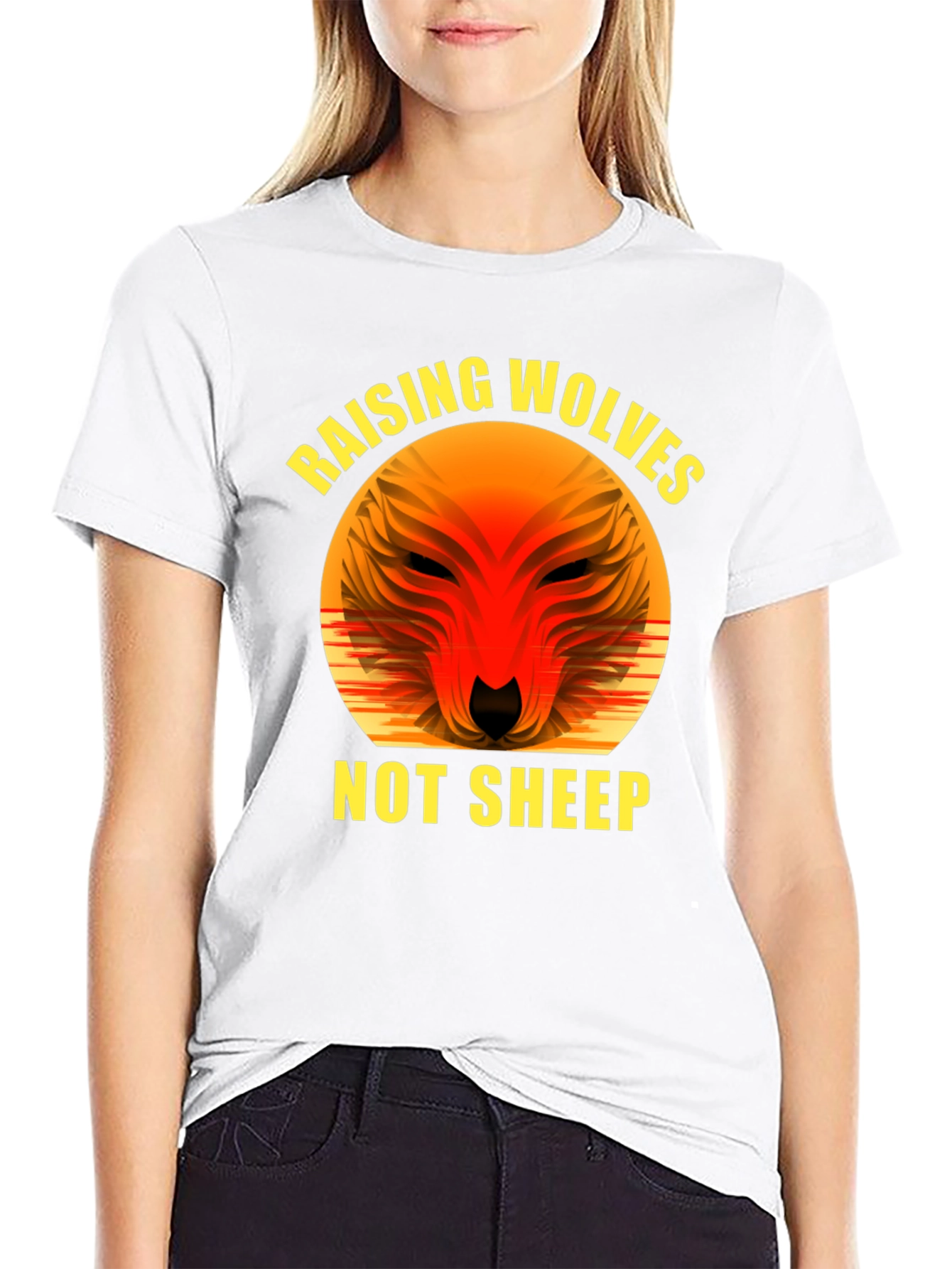 Raising Wolves Not Sheep Graphic Tee - Black