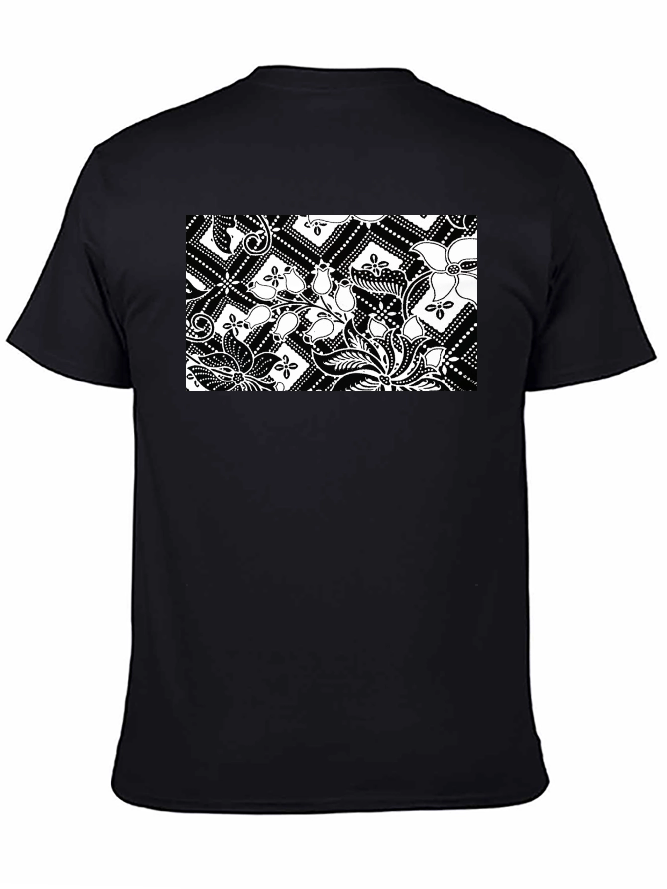 Black T-Shirt with Floral Pattern
