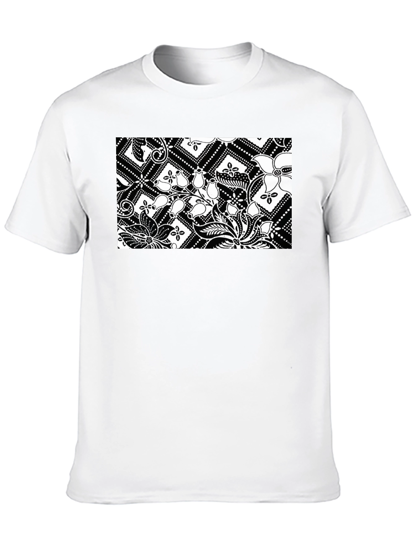 Black T-Shirt with Floral Pattern