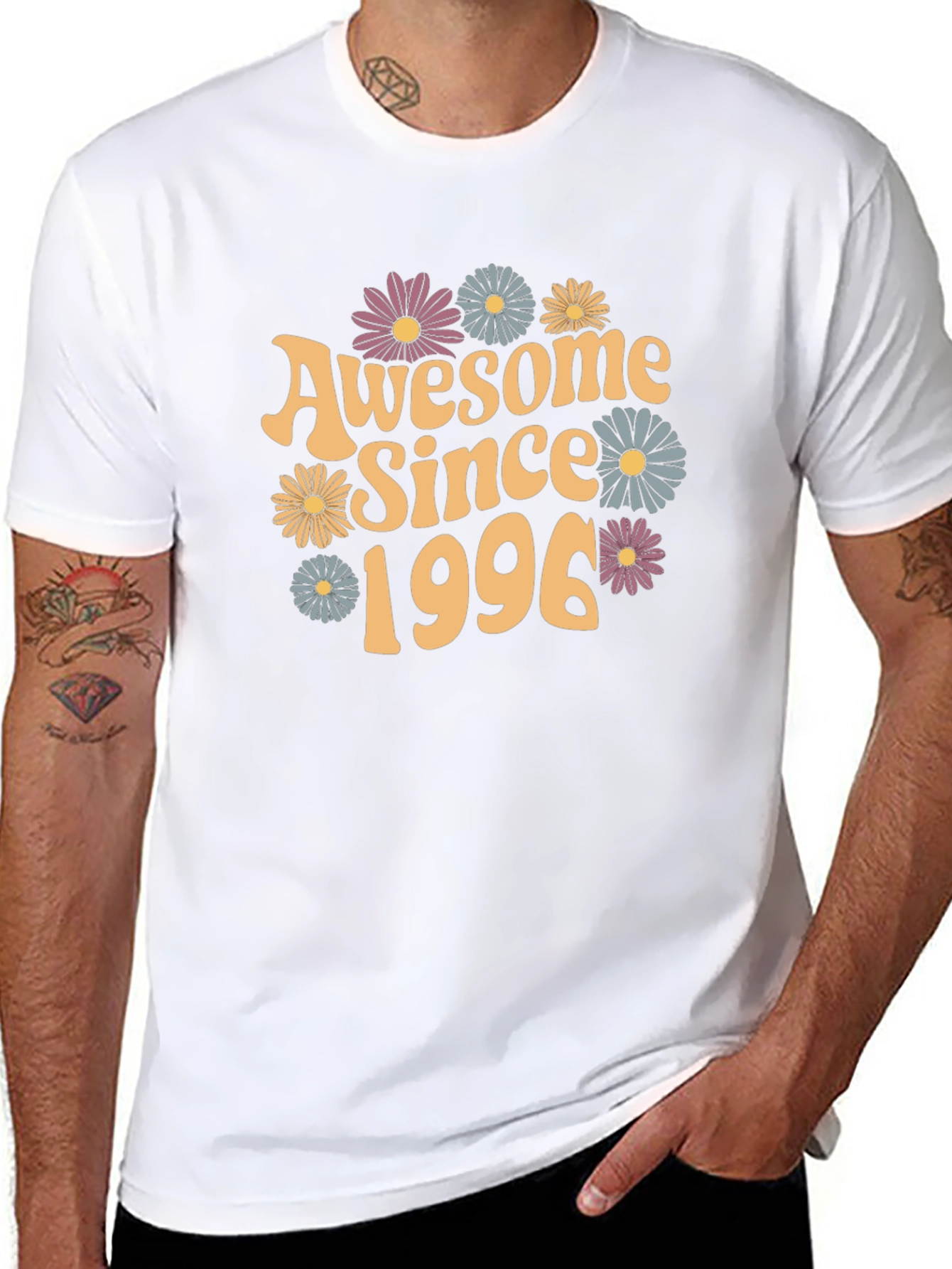 Awesome Since 1996 Floral Black T-Shirt