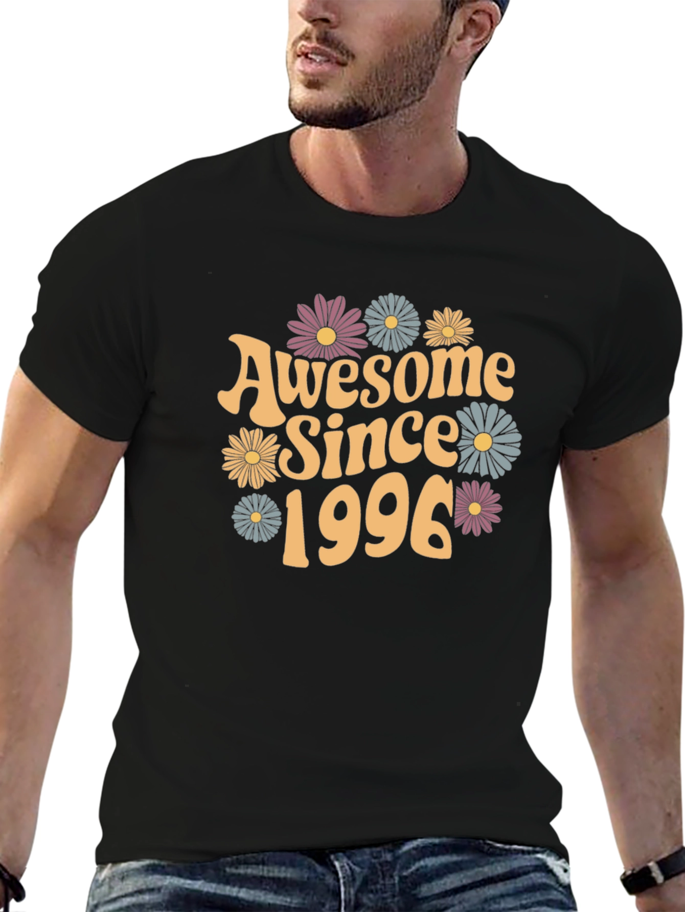 Awesome Since 1996 Floral Black T-Shirt