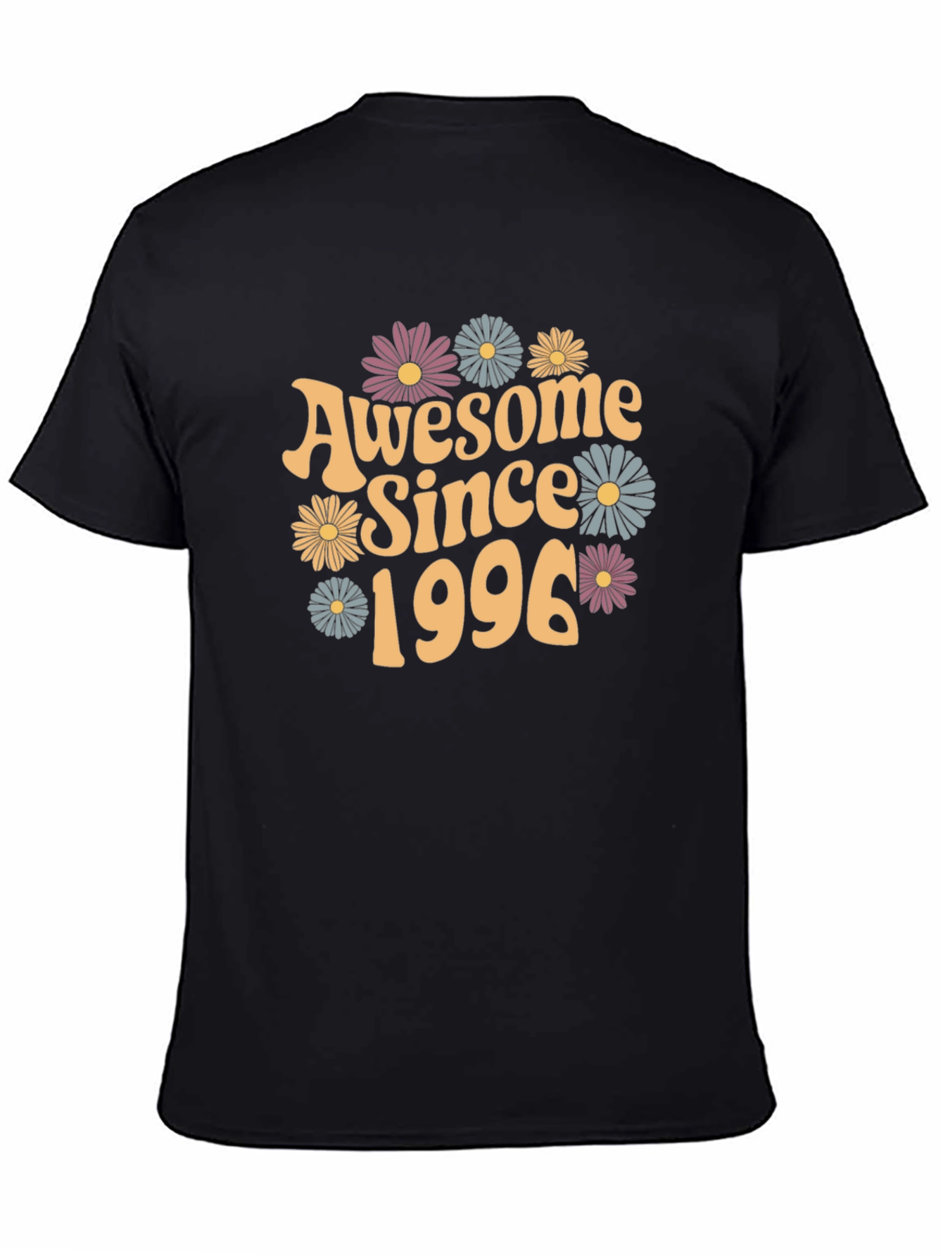 Awesome Since 1996 Floral Black T-Shirt