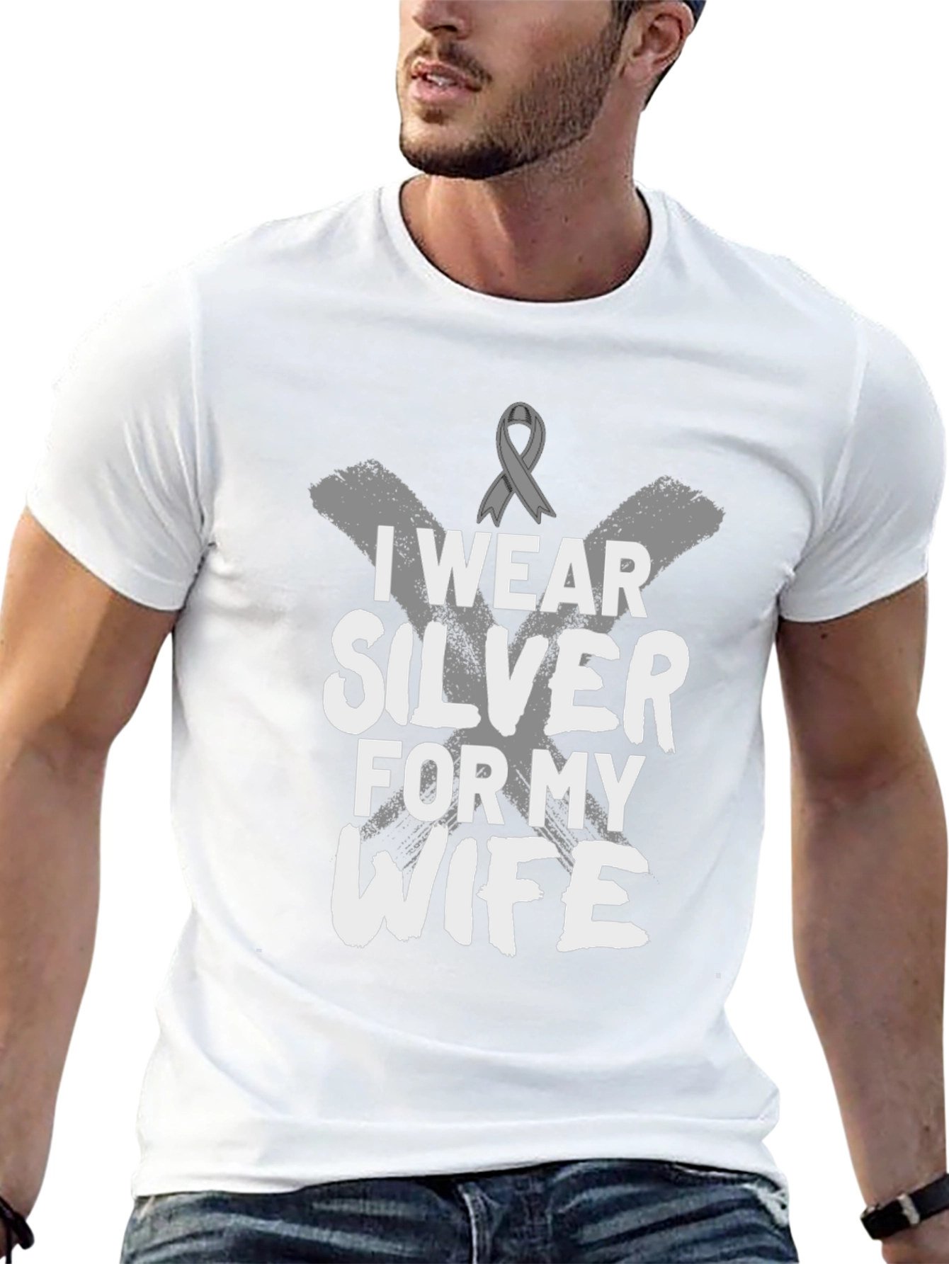 I Wear Silver For My Wife Awareness T-Shirt