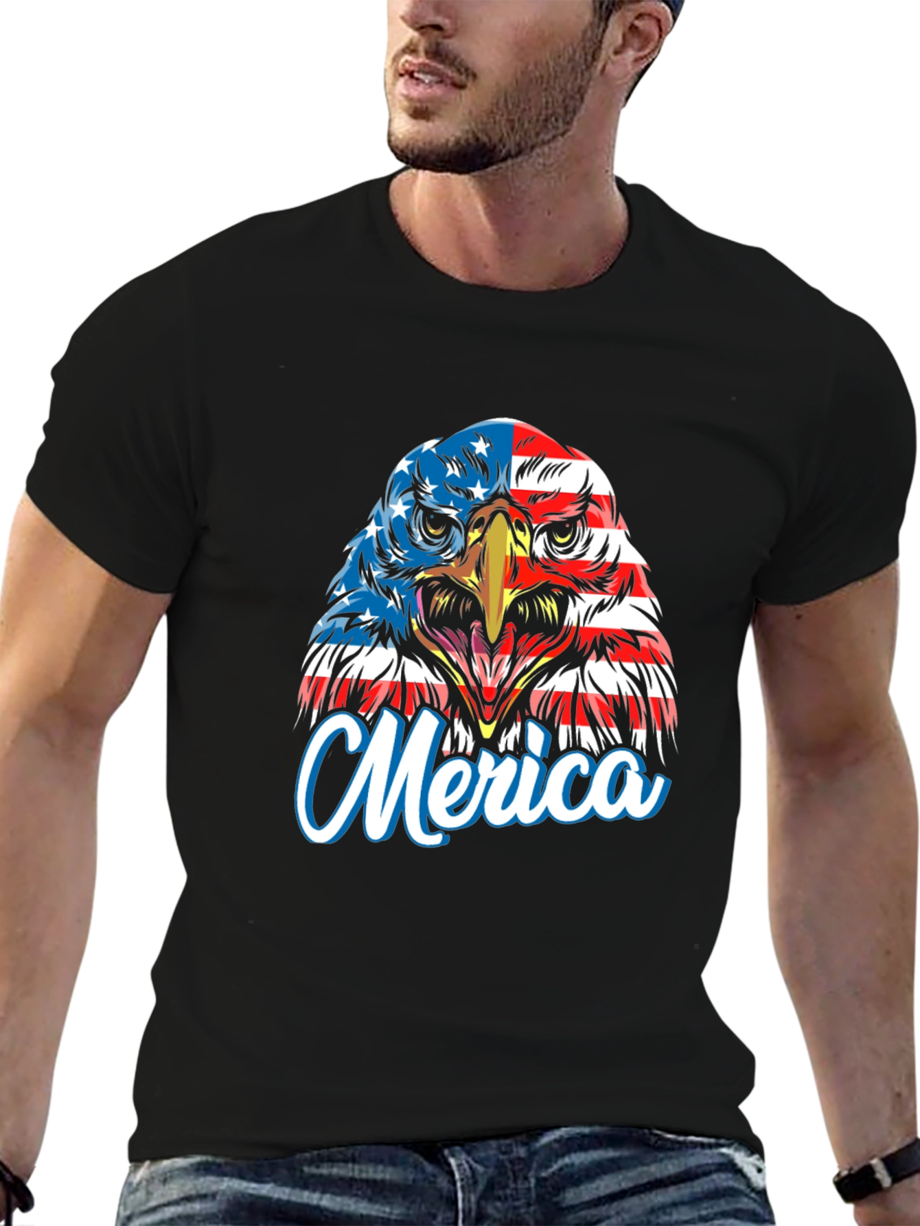 Patriotic Eagle Merica T-Shirt - Black