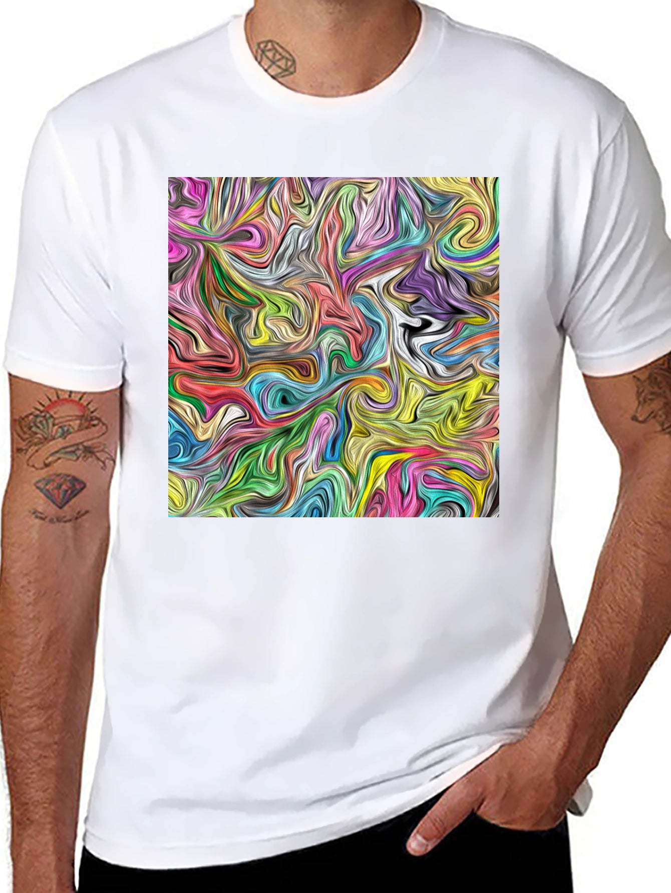 Abstract Swirl Art Black T-Shirt