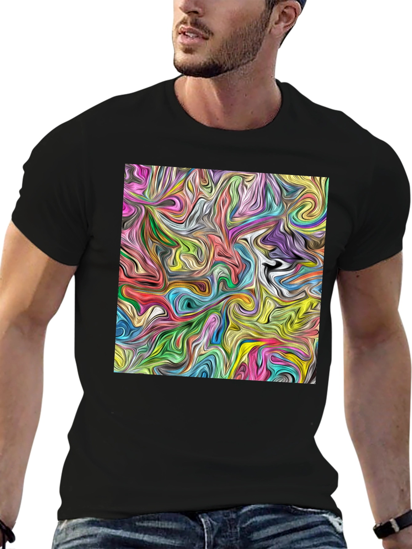 Abstract Swirl Art Black T-Shirt