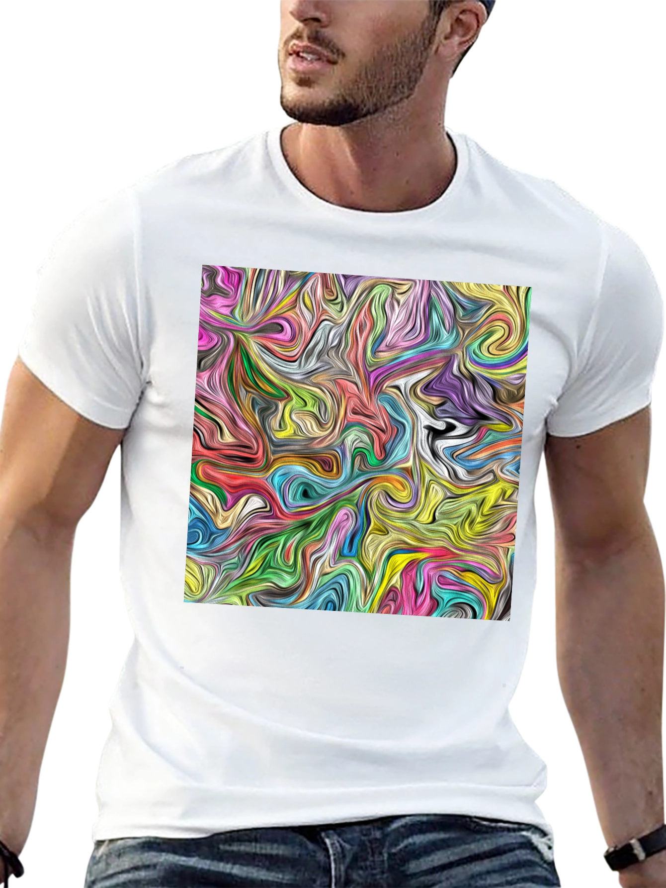 Abstract Swirl Art Black T-Shirt
